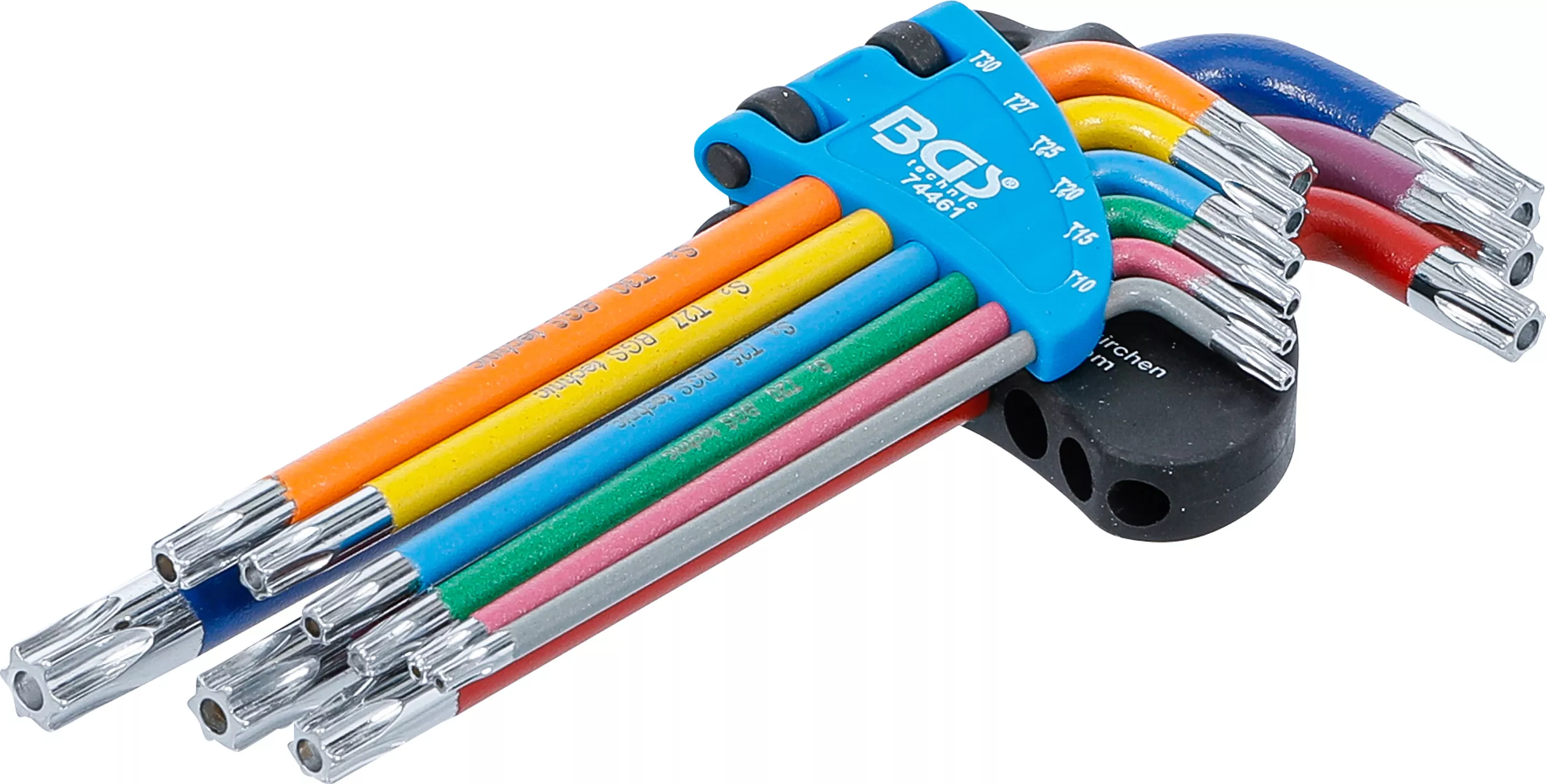 Chei cotite - Set chei tip L | multicolora | profil T (pentru Torx) cu alezaj T10 - T50 | 9 piese