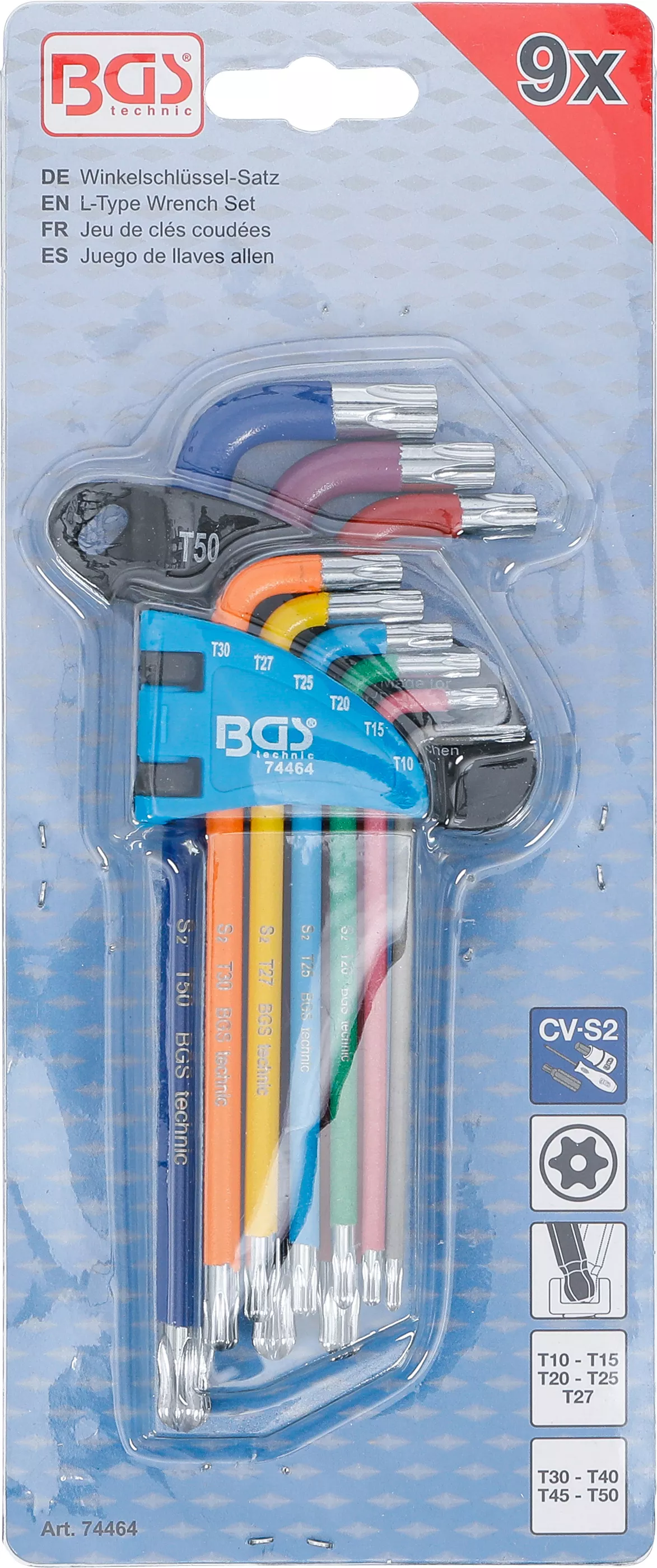 Set chei tip L | multicolora | profil T (pentru Torx) cu gaura si cap sferic T10 - T50 | 9 piese [4]