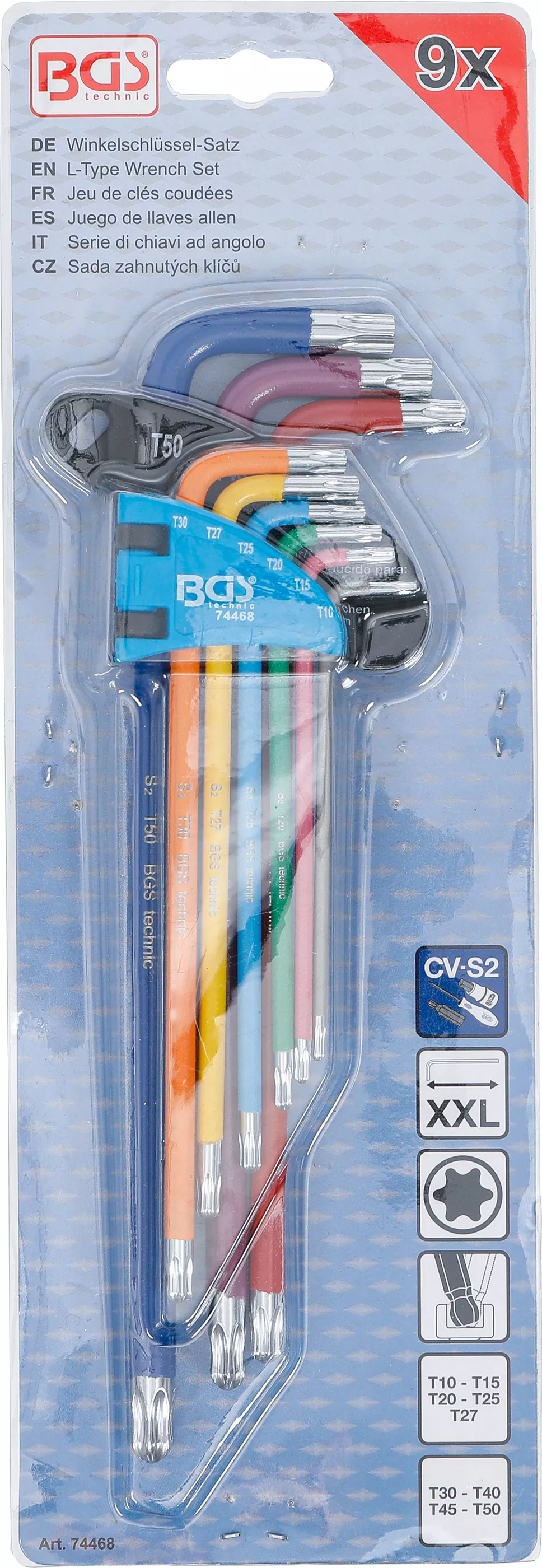 Set chei tip L | multicolora | extra lunga | profil T (pentru Torx) cu cap sferic T10 - T50 | 9 piese [4]