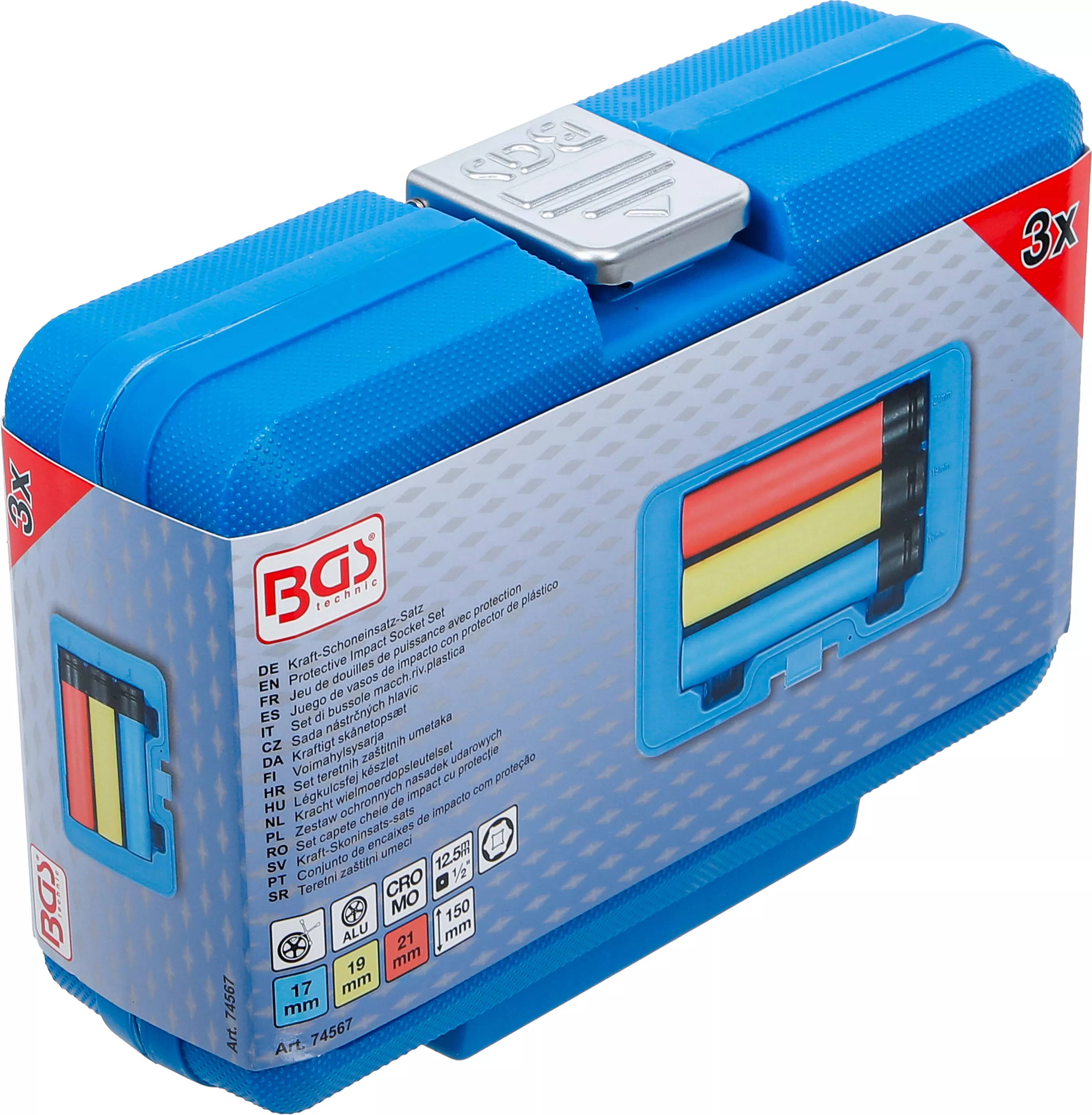 Set capete cheie de impact cu protectie | extra adanc | 12,5 mm (1/2") | 17 / 19 / 21 mm | 3 piese [7]