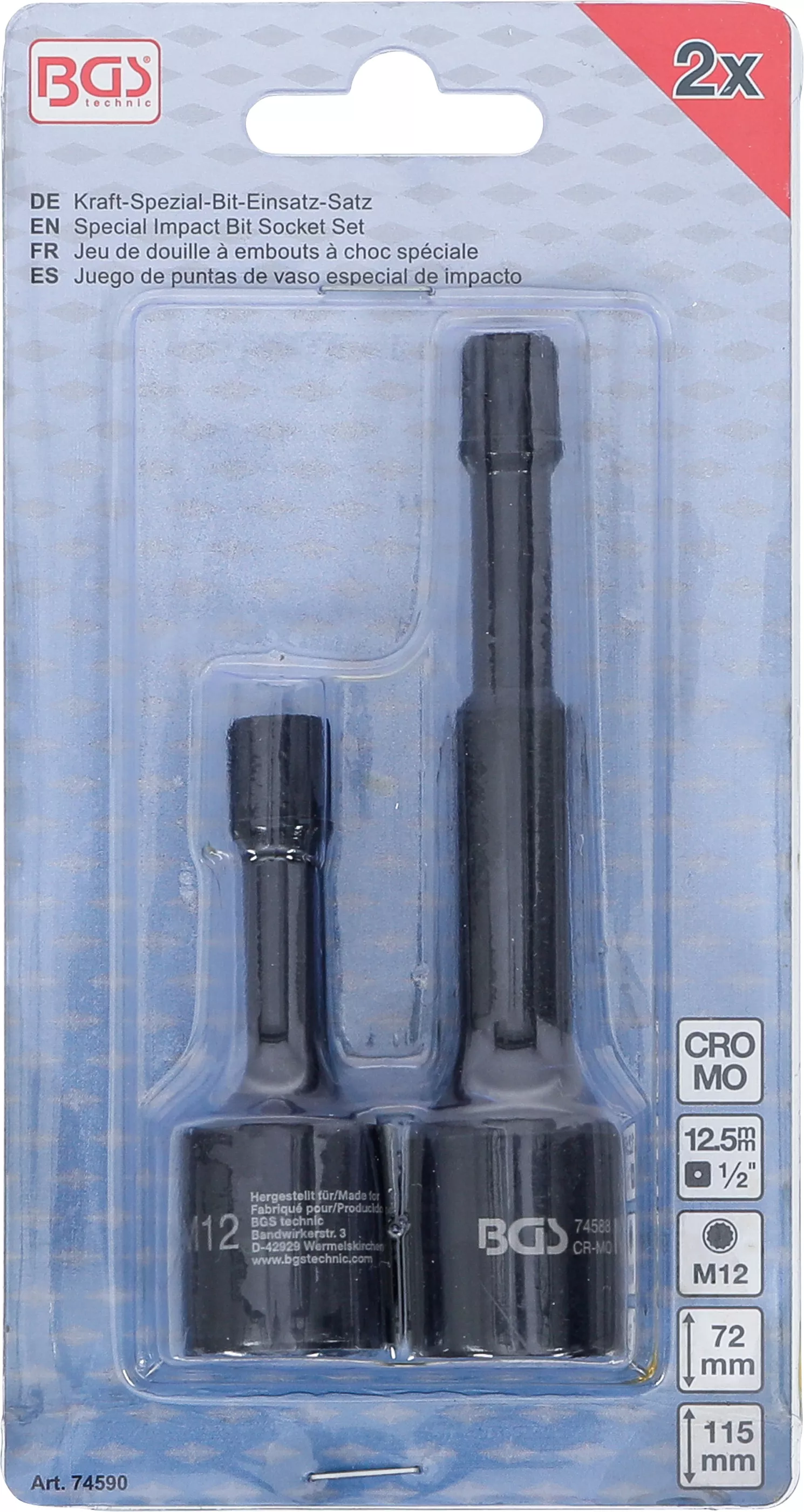 Set capete bit special de impact | 12,5 mm (1/2") | dantura interioara multipla (pentru XZN) M12 | pentru VAG | 2 piese [3]