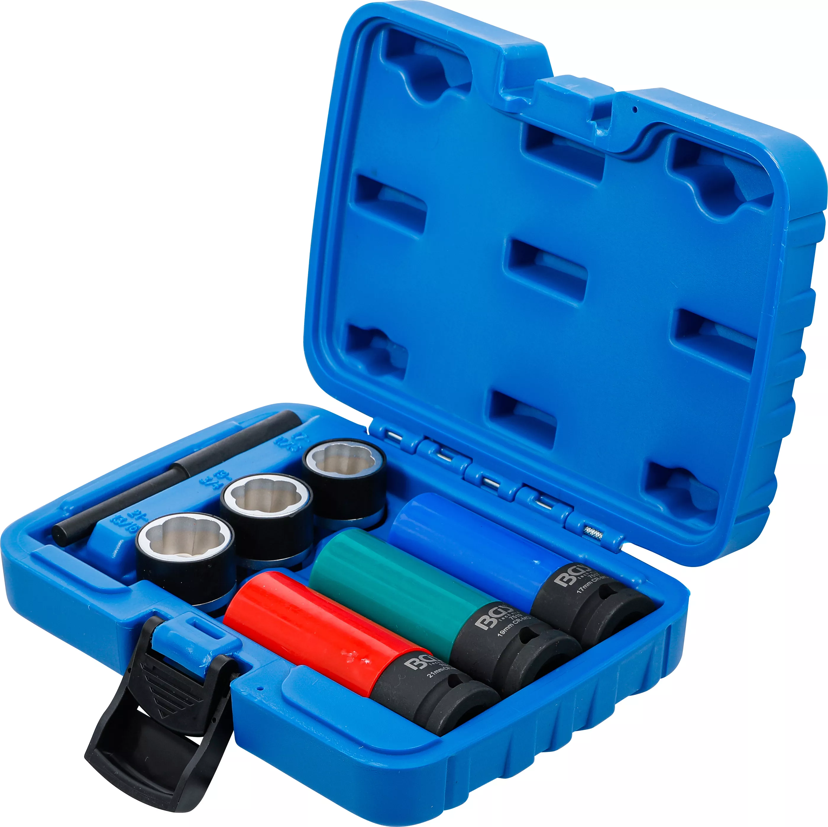 Set capete chei tubulare profil spiral / Extractoare de suruburi si set capete chei de impact cu protectie | 12,5 mm (1/2") | 17 / 19 / 21 mm | 7 piese [3]