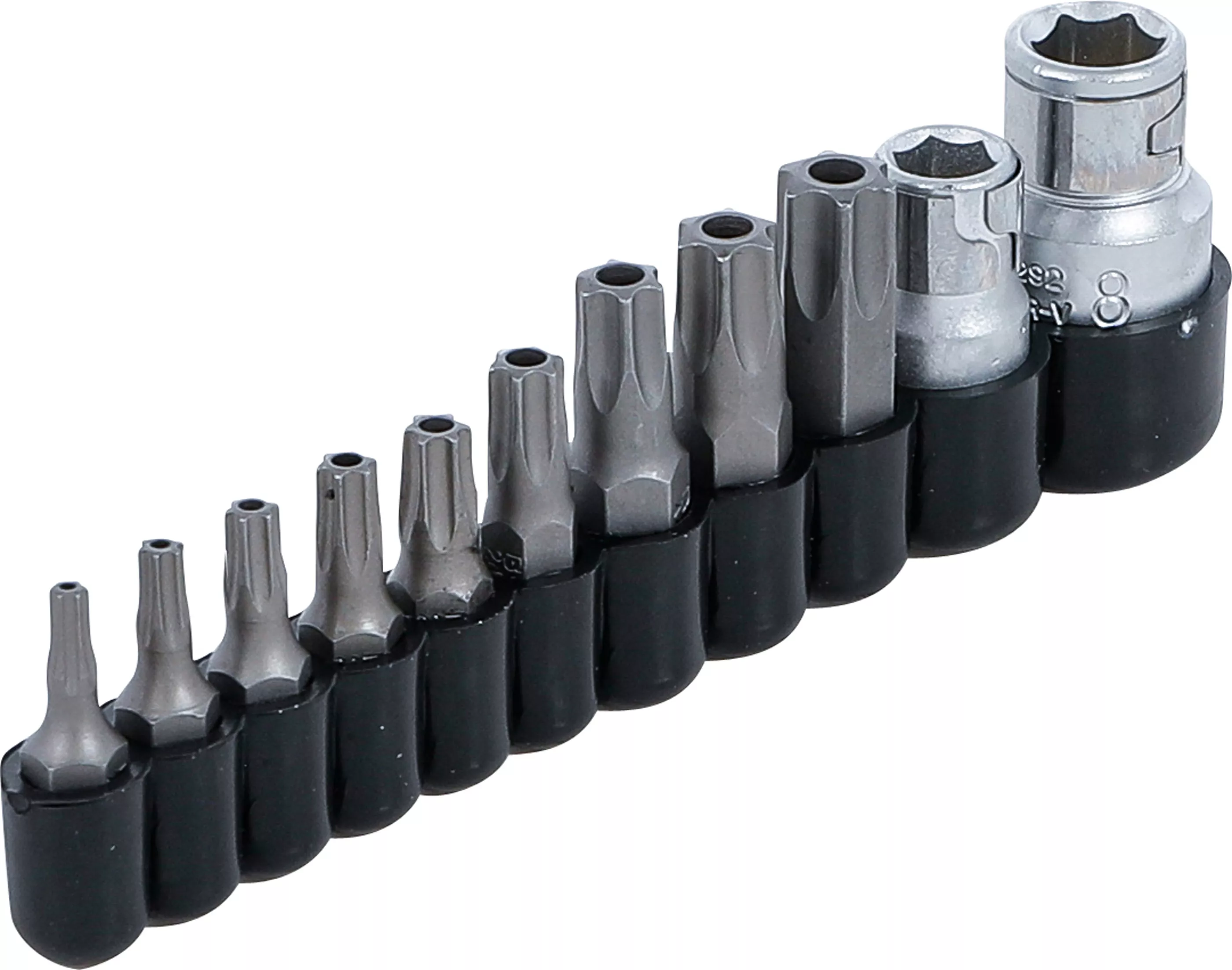 Set biti | Antrenare hexagon exterior 6,3 mm (1/4") / 10 mm (3/8") | Profil T (pentru Torx) cu gaura | 11 piese [2]