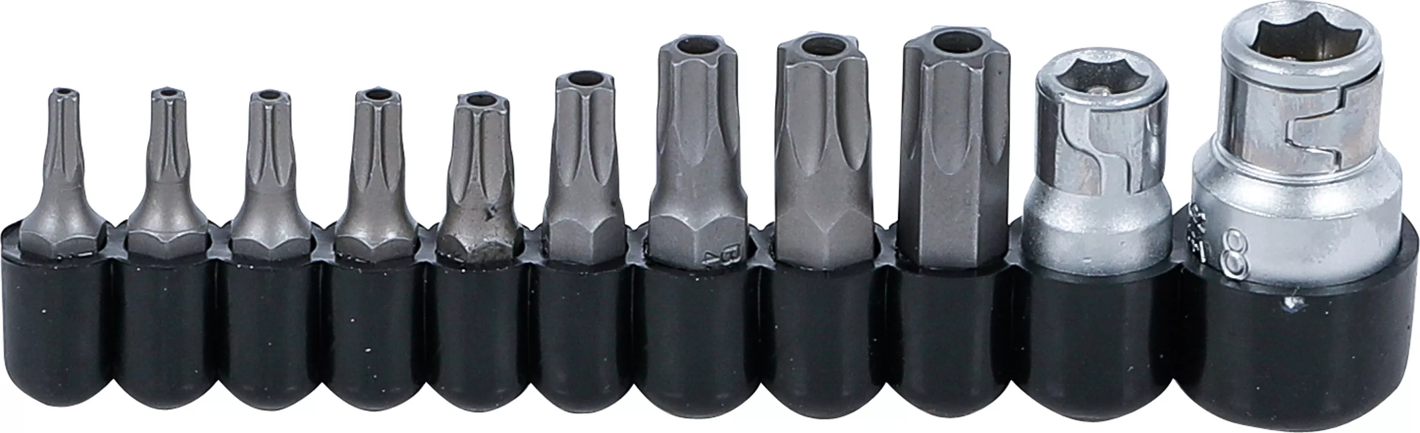 Bituri - Set biti | Antrenare hexagon exterior 6,3 mm (1/4") / 10 mm (3/8") | Profil T (pentru Torx) cu gaura | 11 piese