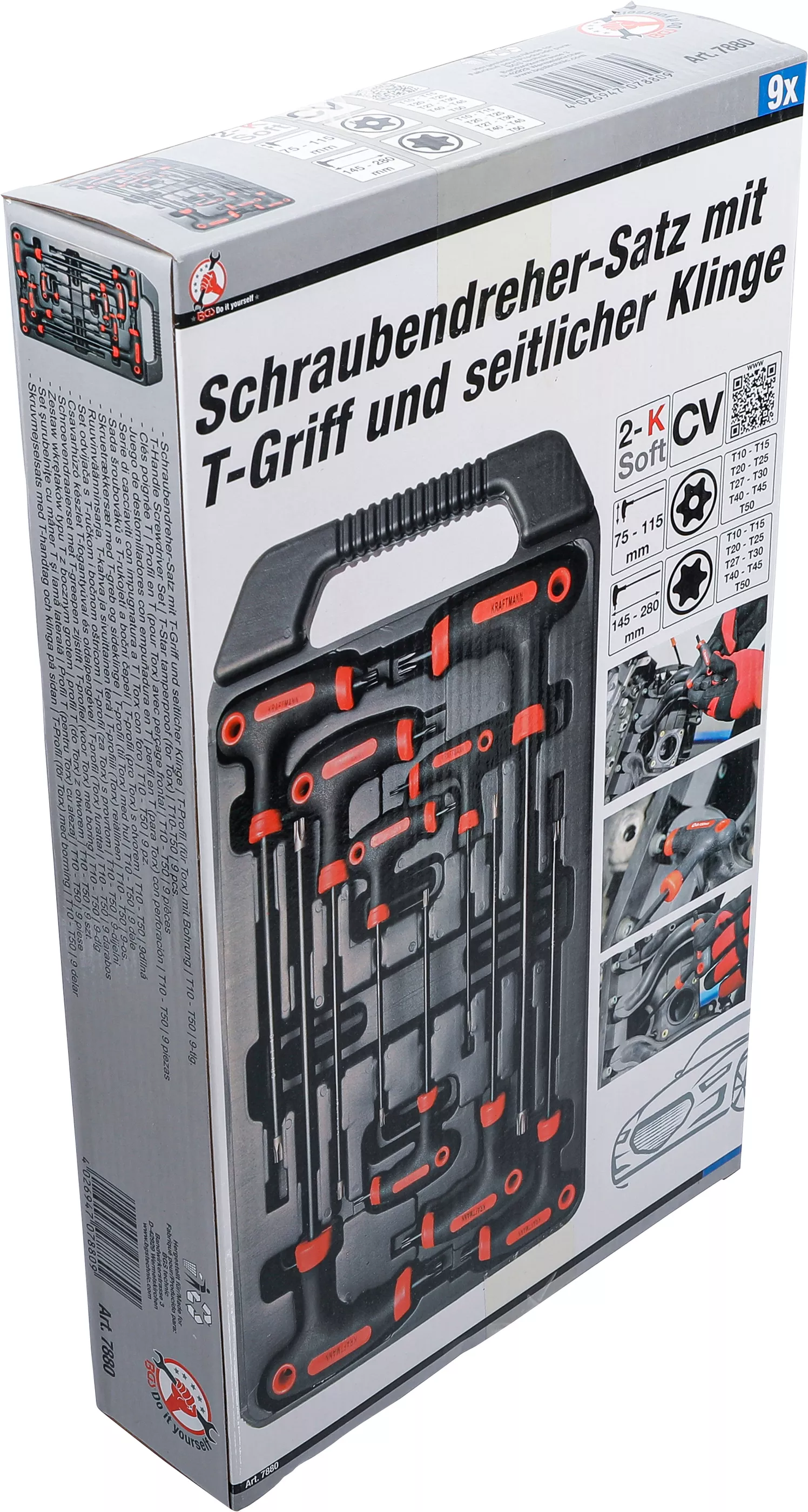 Set surubelnite cu maner T si lama laterala | Profil T (pentru Torx) cu alezaj | T10 - T50 | 9 piese [8]