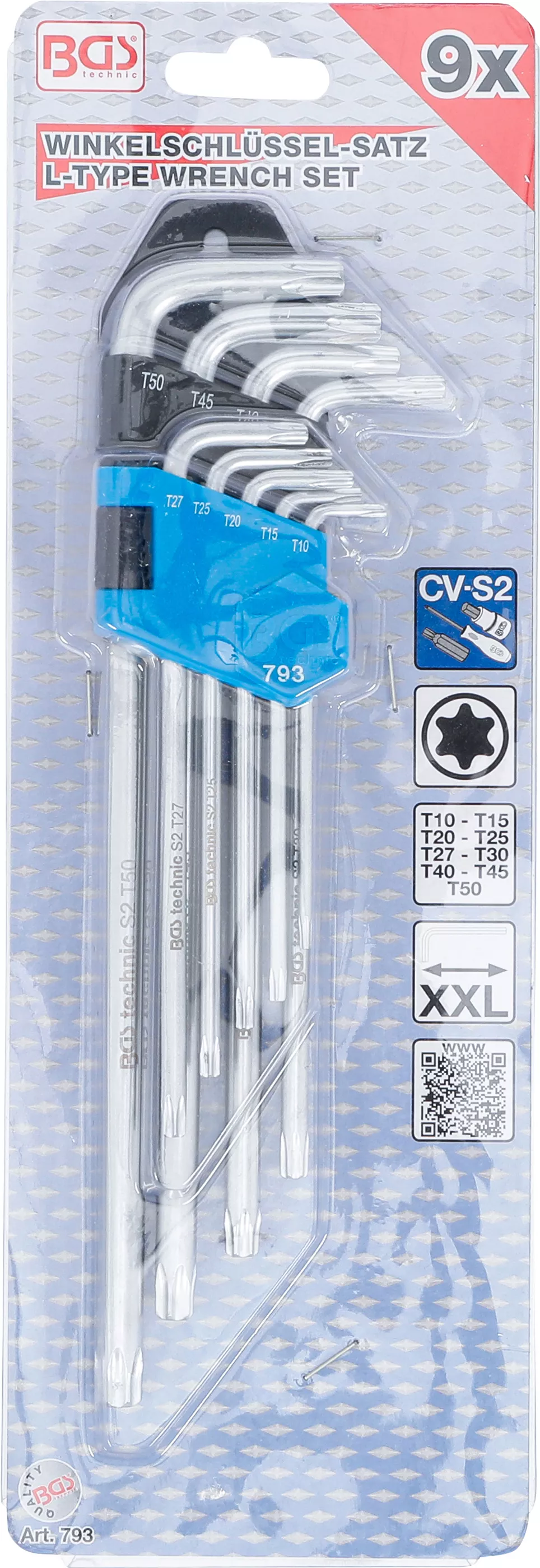 Set chei tip L | extra lungi | Profil T (pentru Torx) T10 - T50 | 9 piese [4]