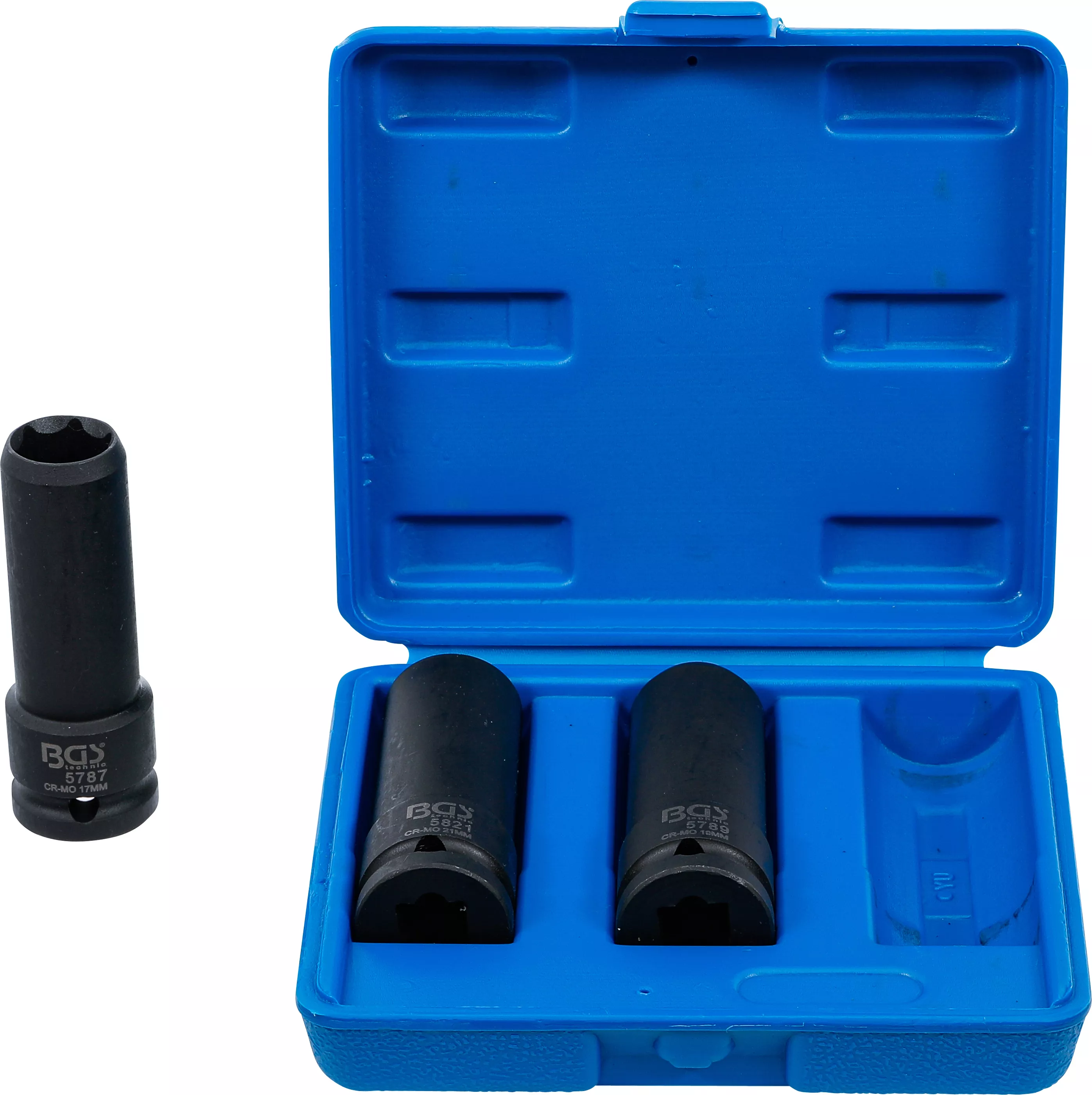 Set capete chei tubulare speciale de impact | 12,5 mm (1/2") | 17 / 19 / 21 mm | 3 piese [1]