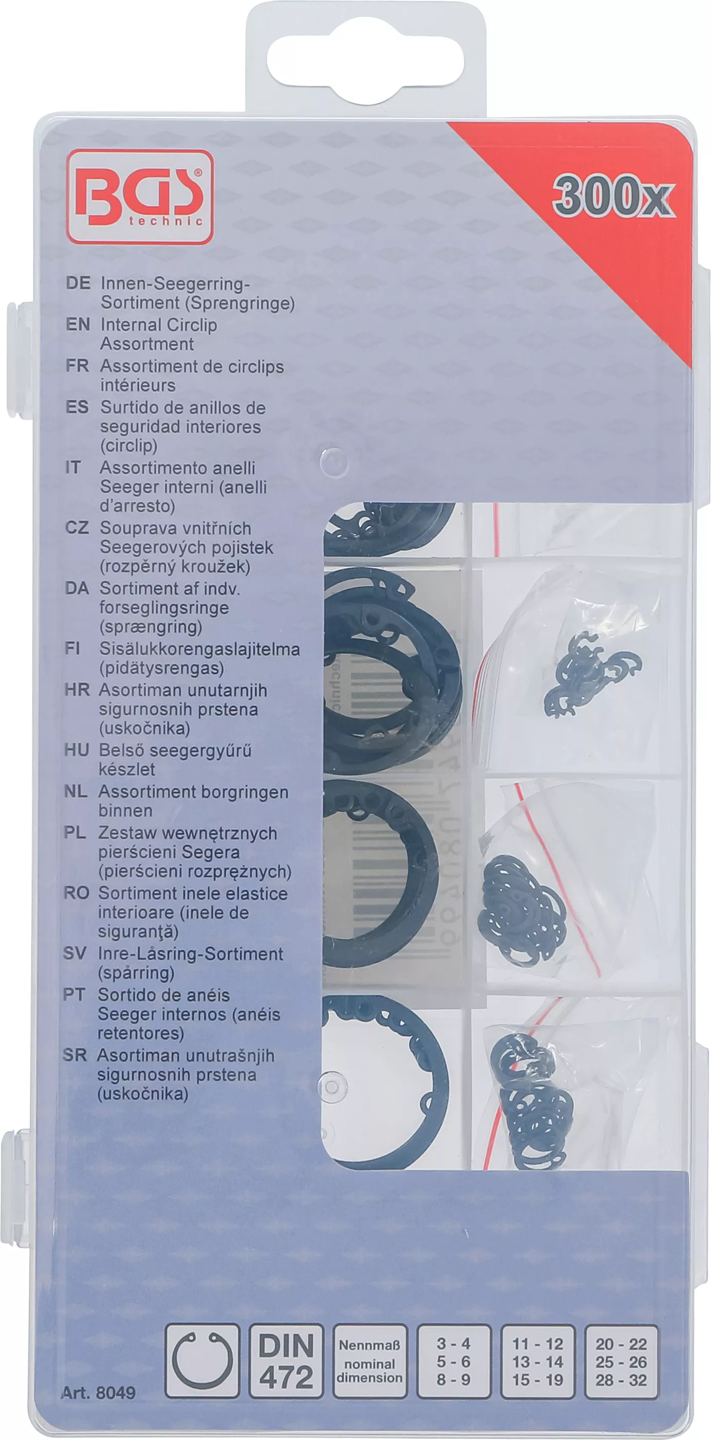 Sortiment inele elastice interioare (inele de siguranta) | o 3 - 32 mm | 300 piese [3]
