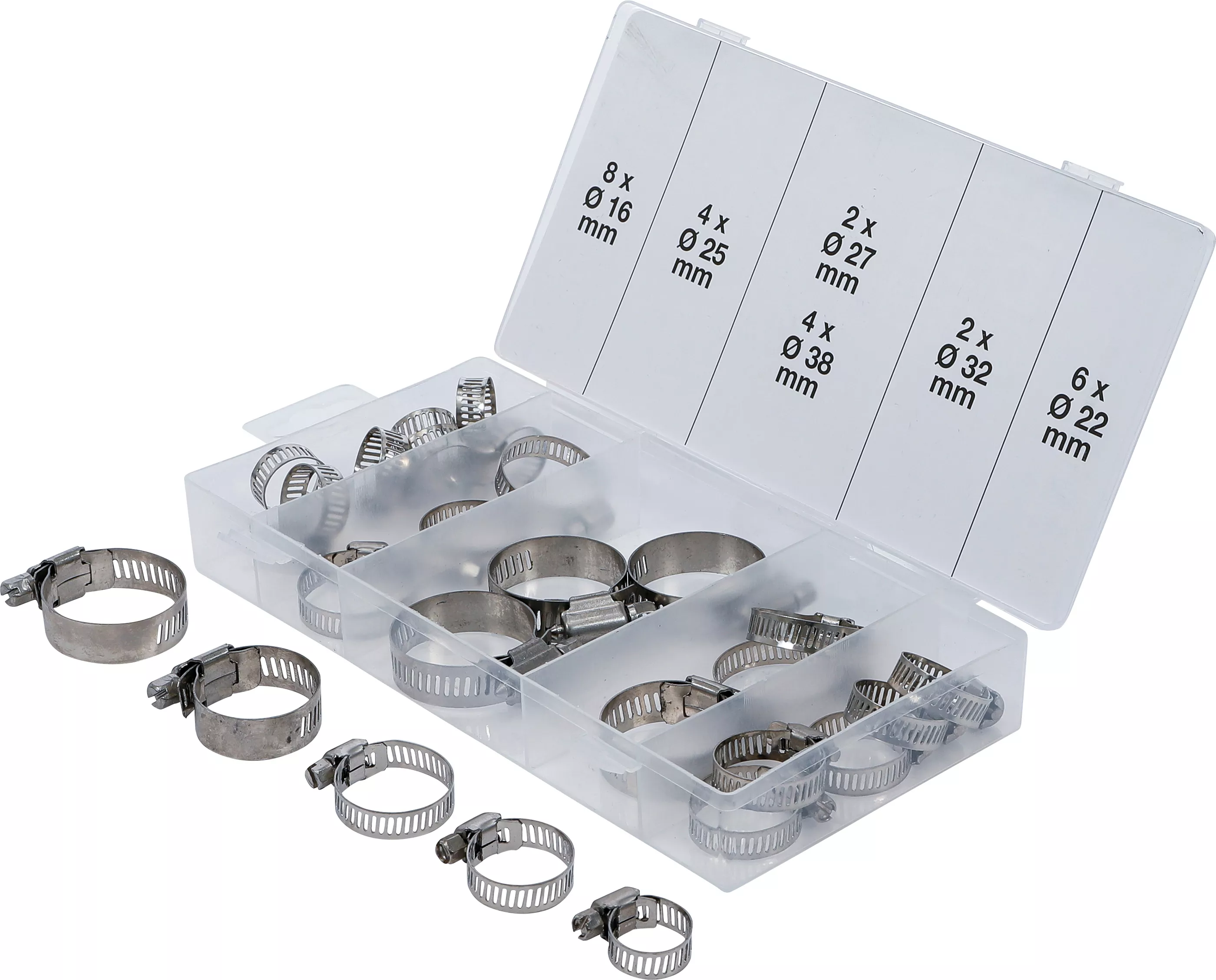 Sortiment coliere de furtun | inox | o 16 - 38 mm | 26 piese [1]