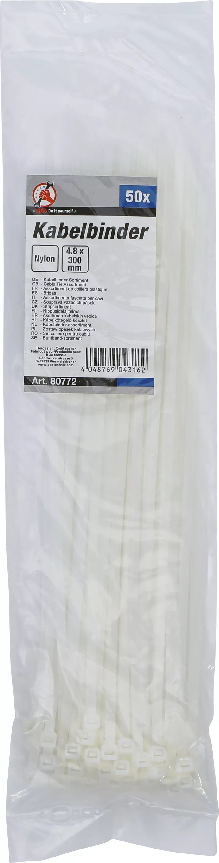 Set coliere pentru cablu | alb | 4,8 x 300 mm | 50 piese [3]