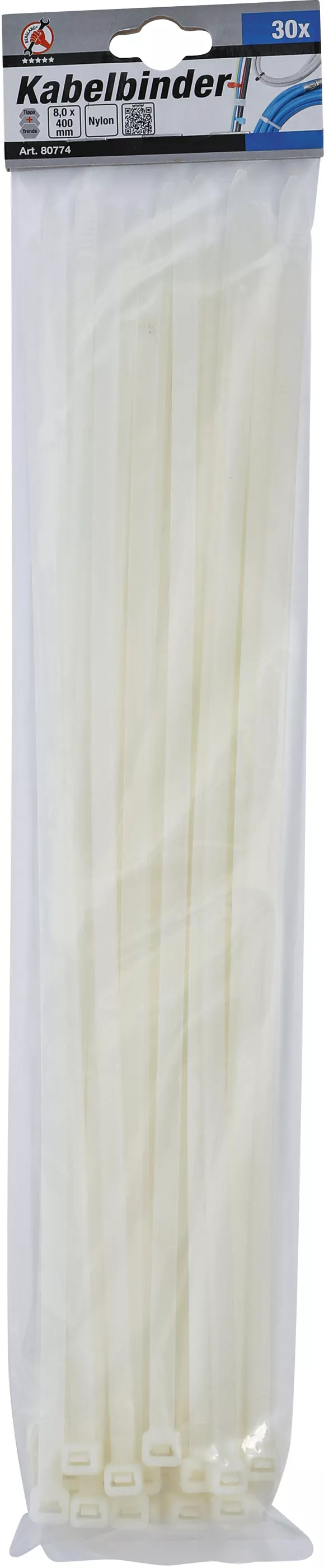 Set coliere pentru cablu | alb | 8,0 x 400 mm | 30 piese [2]