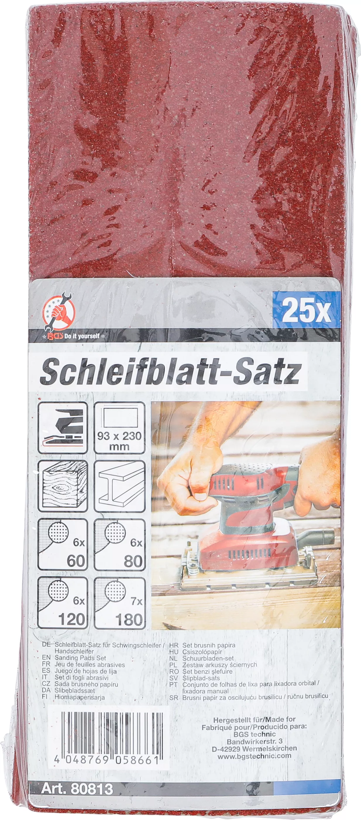 Set benzi slefuire | Polizor oscilant / slefuitor manua | 93 x 230 mm | K 60 - 180 | 25 piese [3]