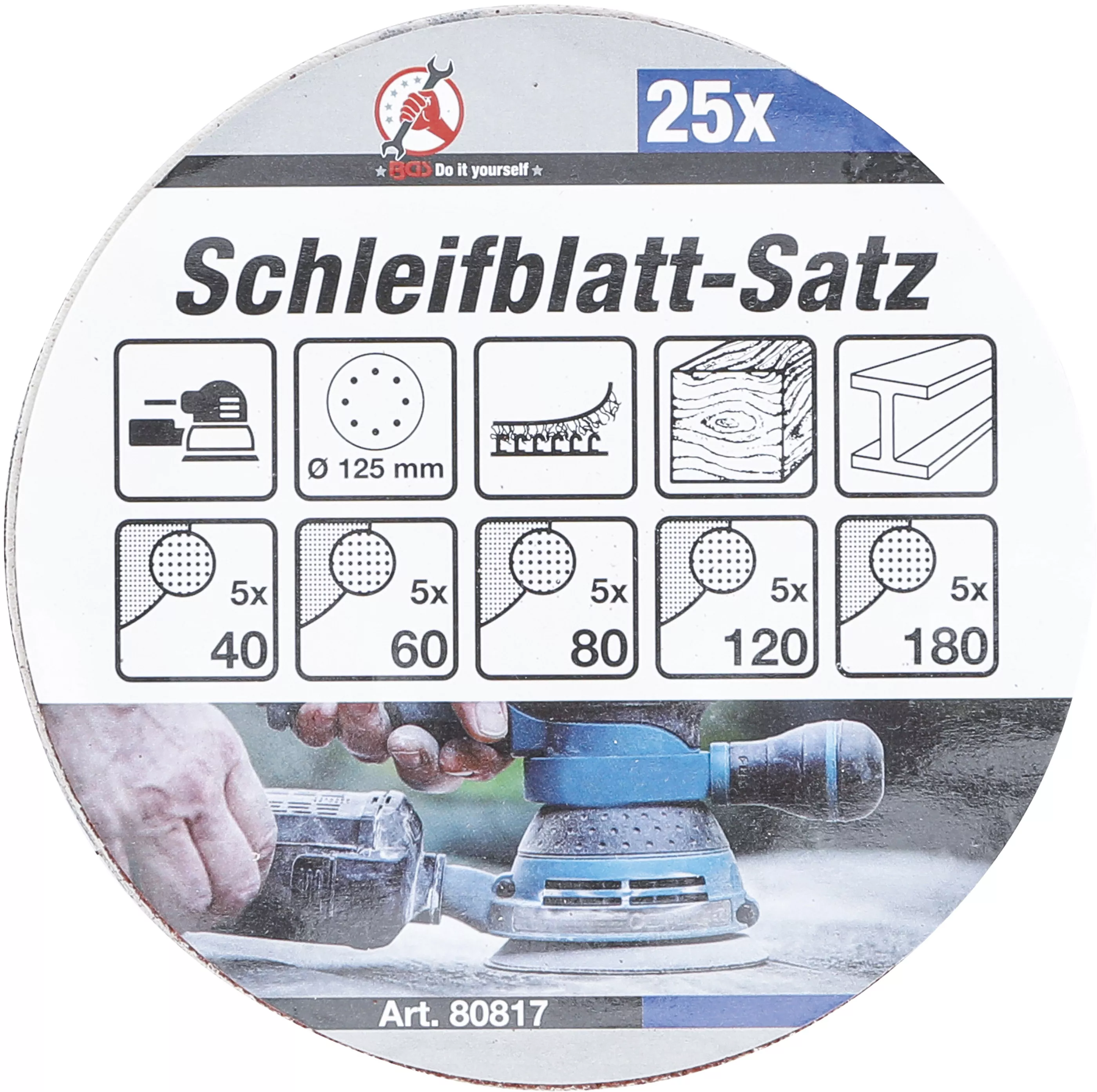 Set benzi slefuire pentru slefuitor excentric | o 125 mm | K 40 - 180 | 25 piese [3]