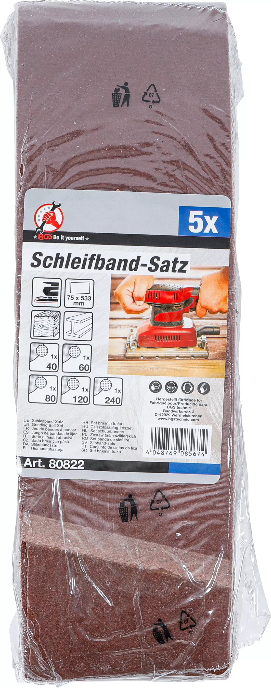 Set banda de slefuire | pentru slefuitoarele cu banda | 75 x 533 mm | K 40 - 60 - 80 - 120 - 240 | 5 piese [4]
