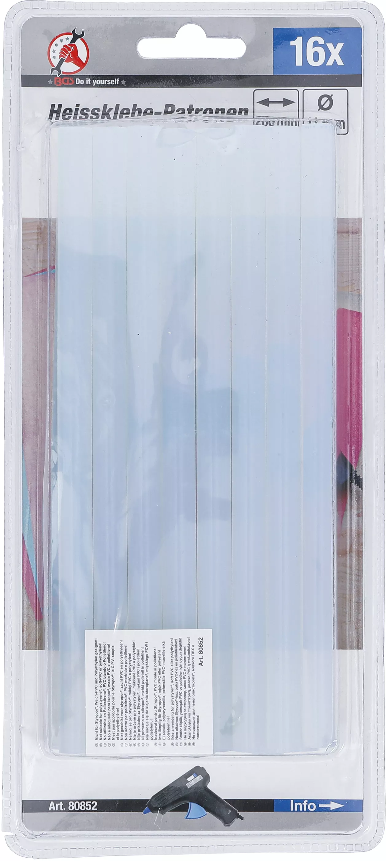 Cartuse adeziv la cald | transparent | o 11 mm, 200 mm | 16 piese [2]