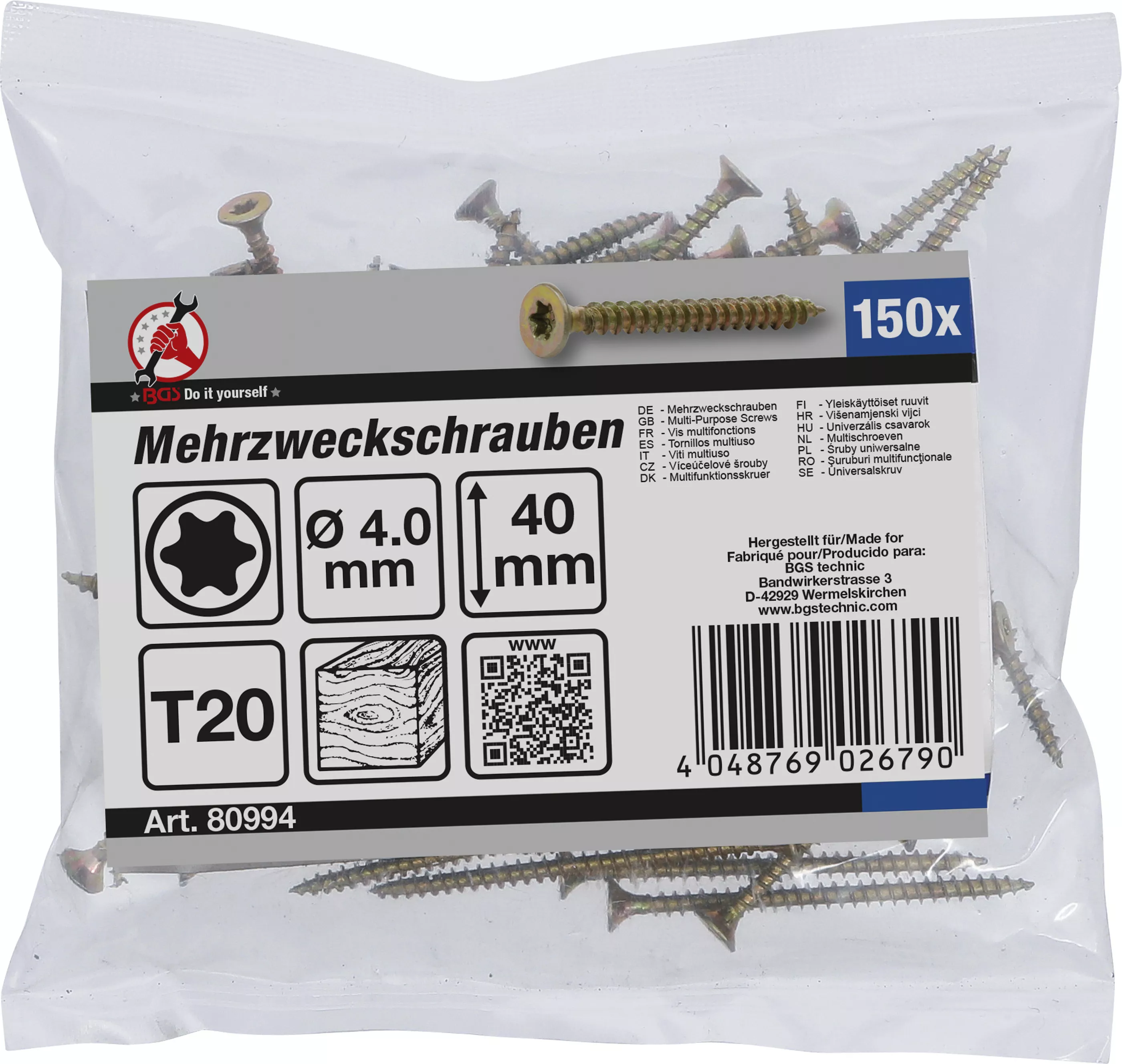 suruburi multifunctionale | Profil T (pentru Torx) T20 | 4,0 x 40 mm | 150 bucati [2]