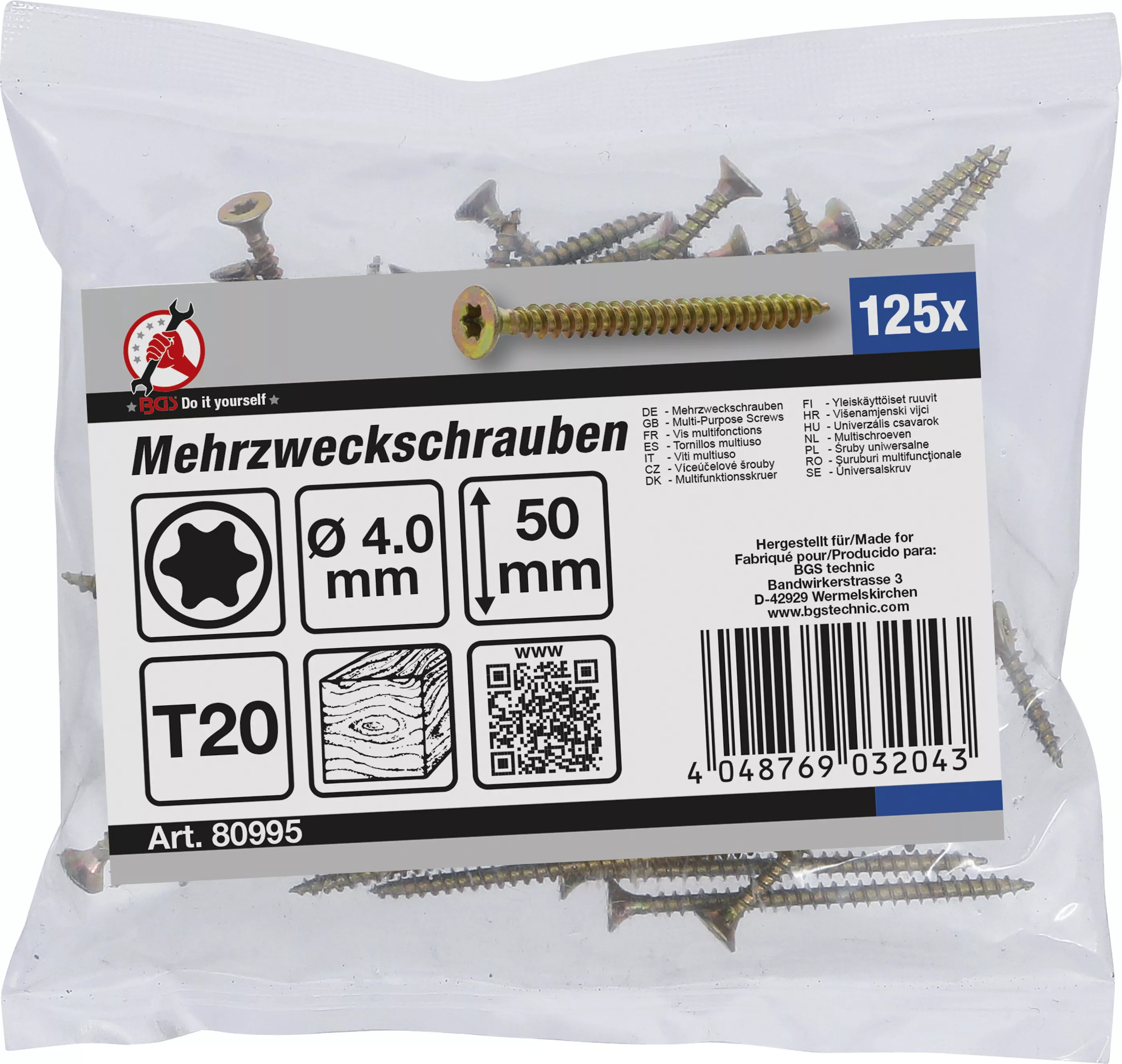 suruburi multifunctionale | Profil T (pentru Torx) T20 | 4,0 x 50 mm | 125 bucati [2]