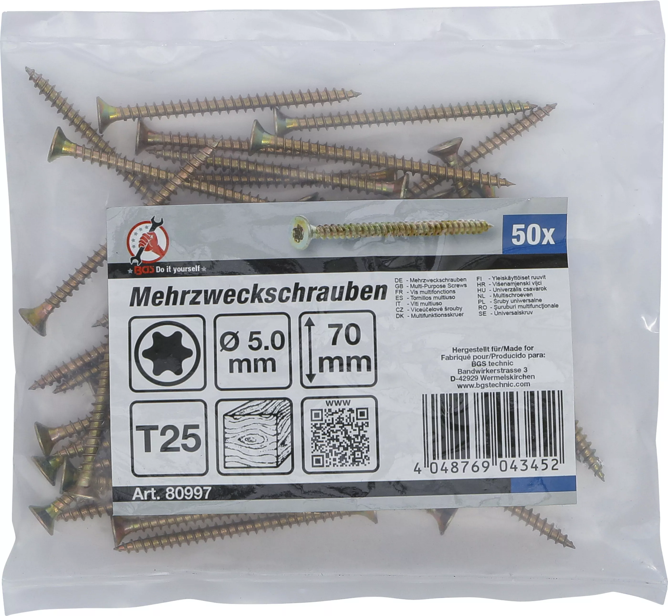 suruburi multifunctionale | Profil T (pentru Torx) T25 | 5,0 x 70 mm | 50 bucati [2]