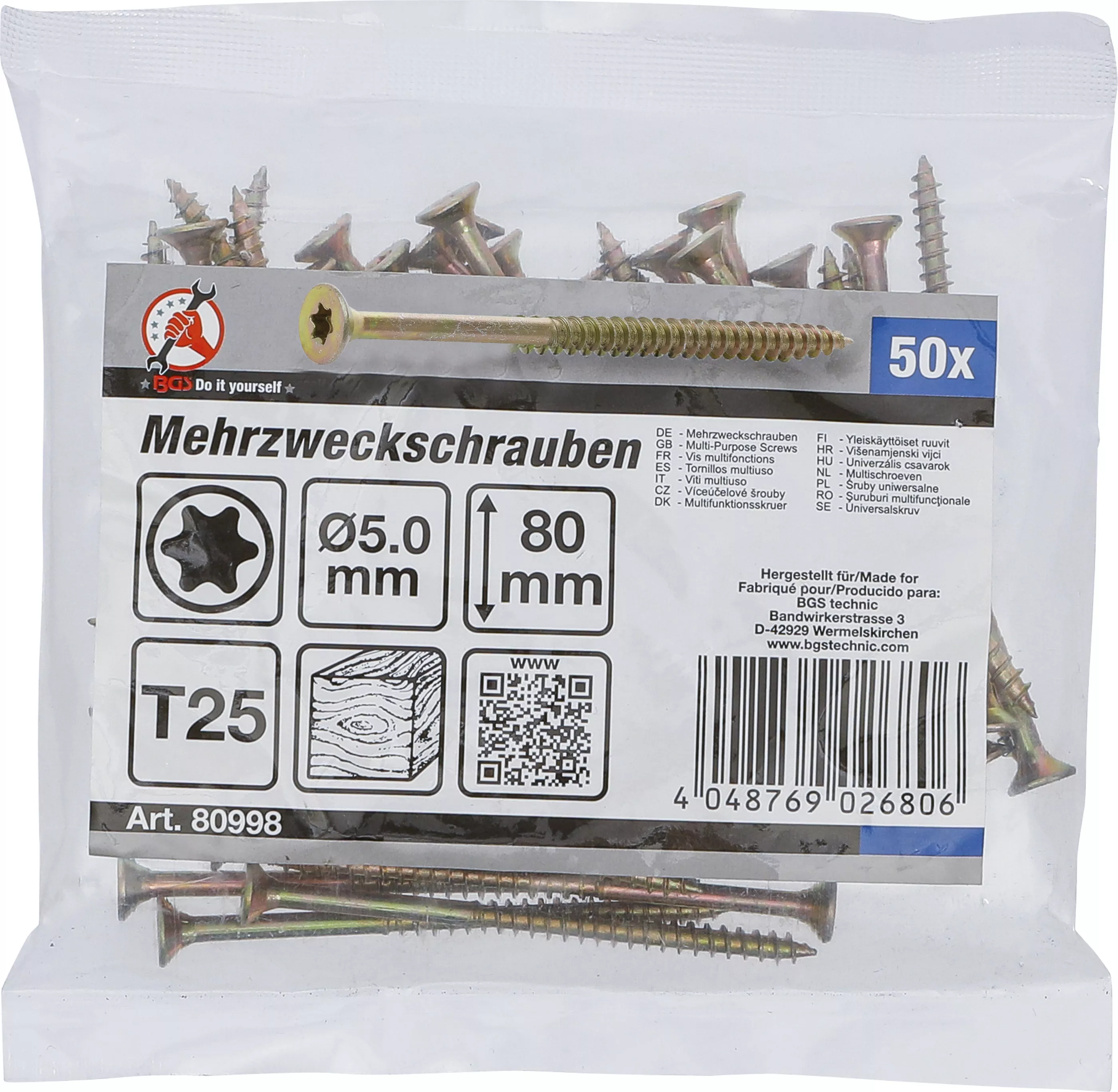suruburi multifunctionale | Profil T (pentru Torx) T25 | 5,0 x 80 mm | 50 bucati [2]