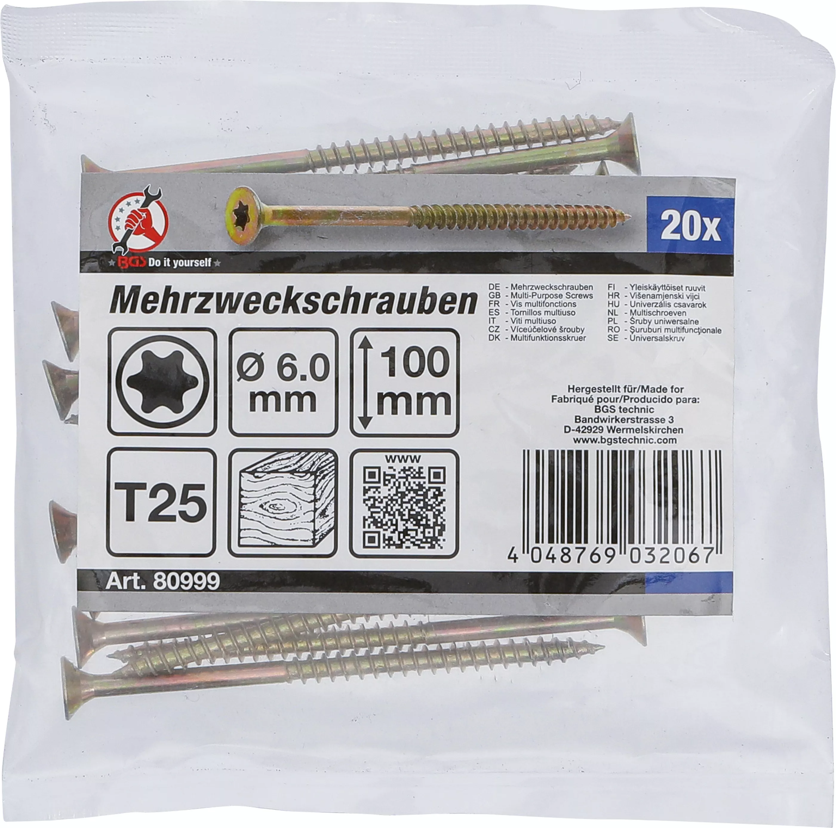 suruburi multifunctionale | Profil T (pentru Torx) T25 | 6,0 x 100 mm | 20 bucati [2]