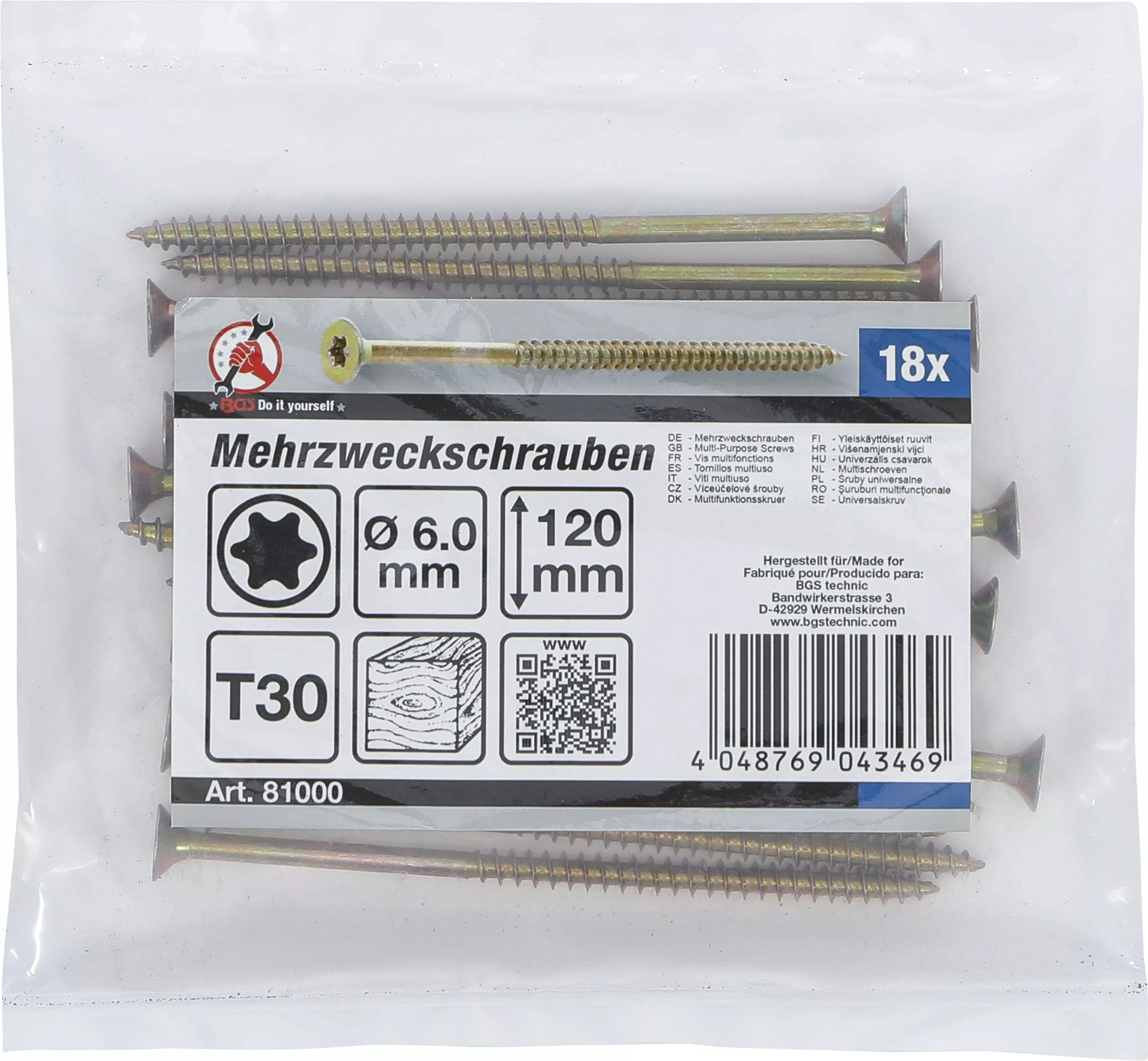 suruburi multifunctionale | Profil T (pentru Torx) T30 | 6,0 x 120 mm | 18 bucati [2]