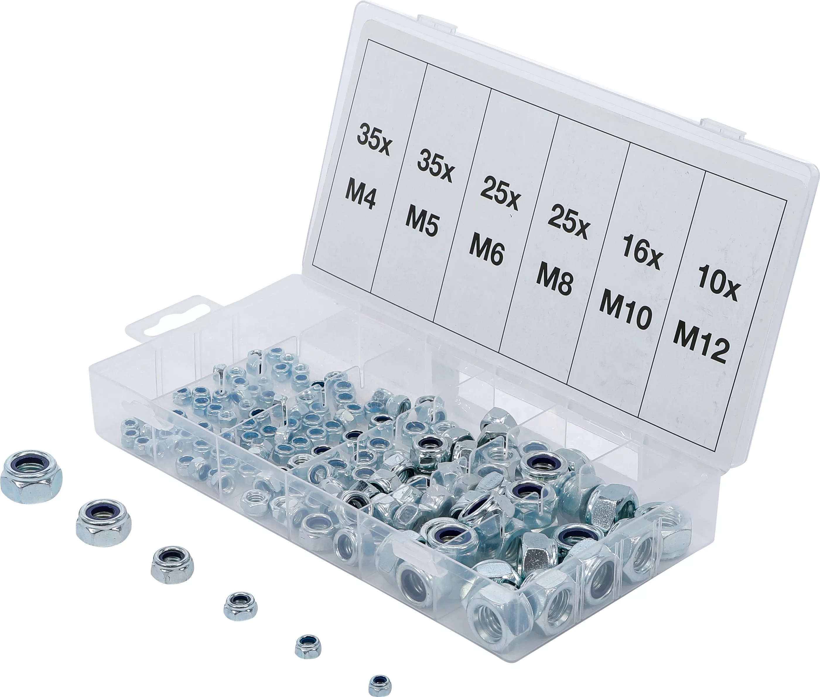 Sortiment piulite hexagonale | cu auto asigurare | 146 piese [1]