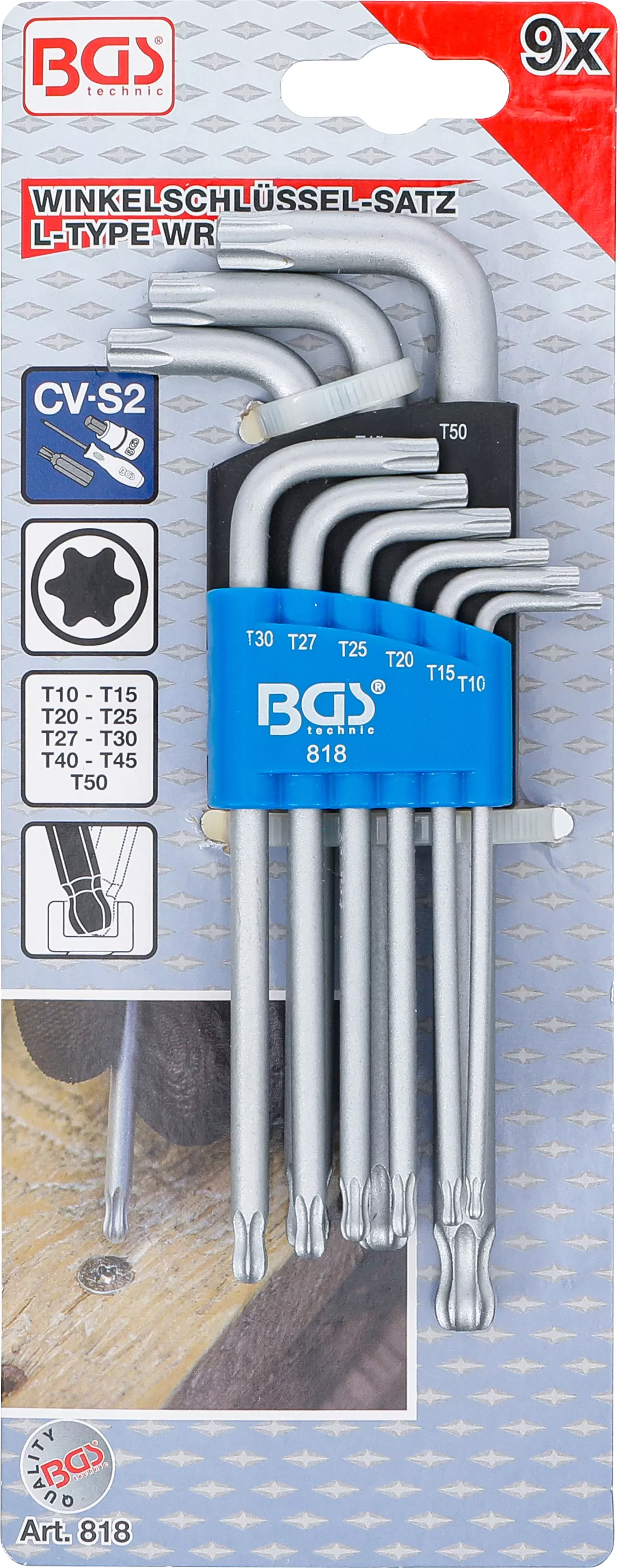 Set chei tip L | Profil T (pentru Torx) cu cap sferic T10 - T50 | 9 piese [5]