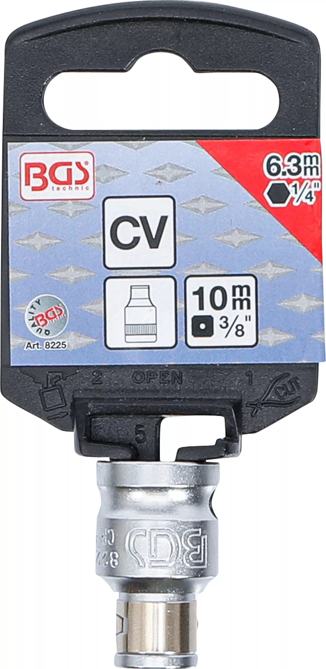 Adaptor biti cu bila de blocare | Patrat interior 10 mm (3/8") | Antrenat prin hexagon interior 6,3 mm (1/4") [3]