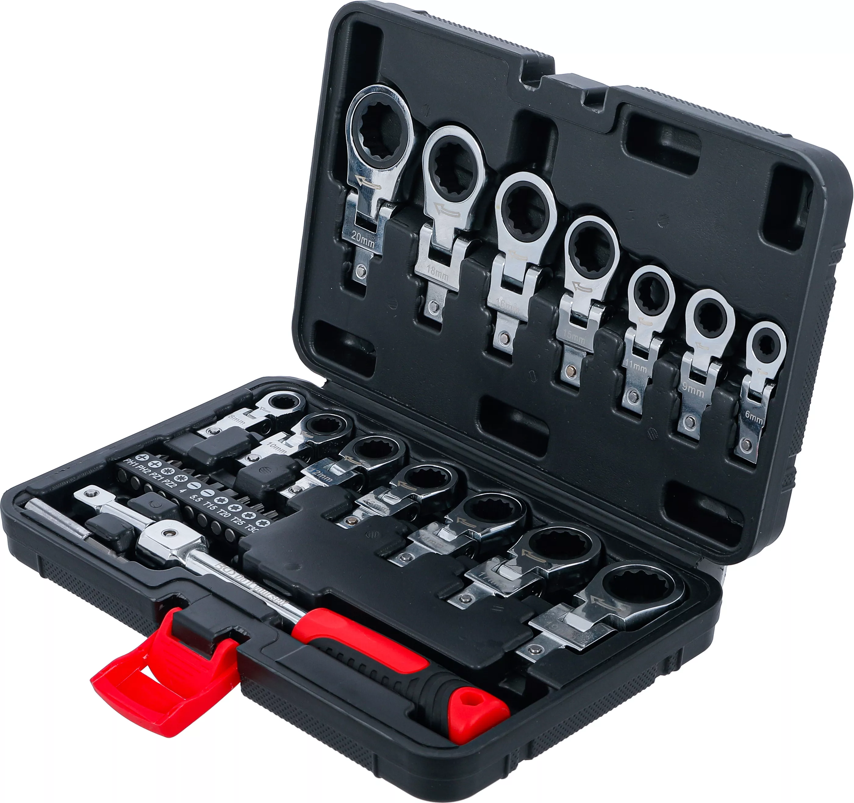 Set capete atasabile chei inelare cu clichet si set biti | 6 - 20 mm | 27 piese [4]