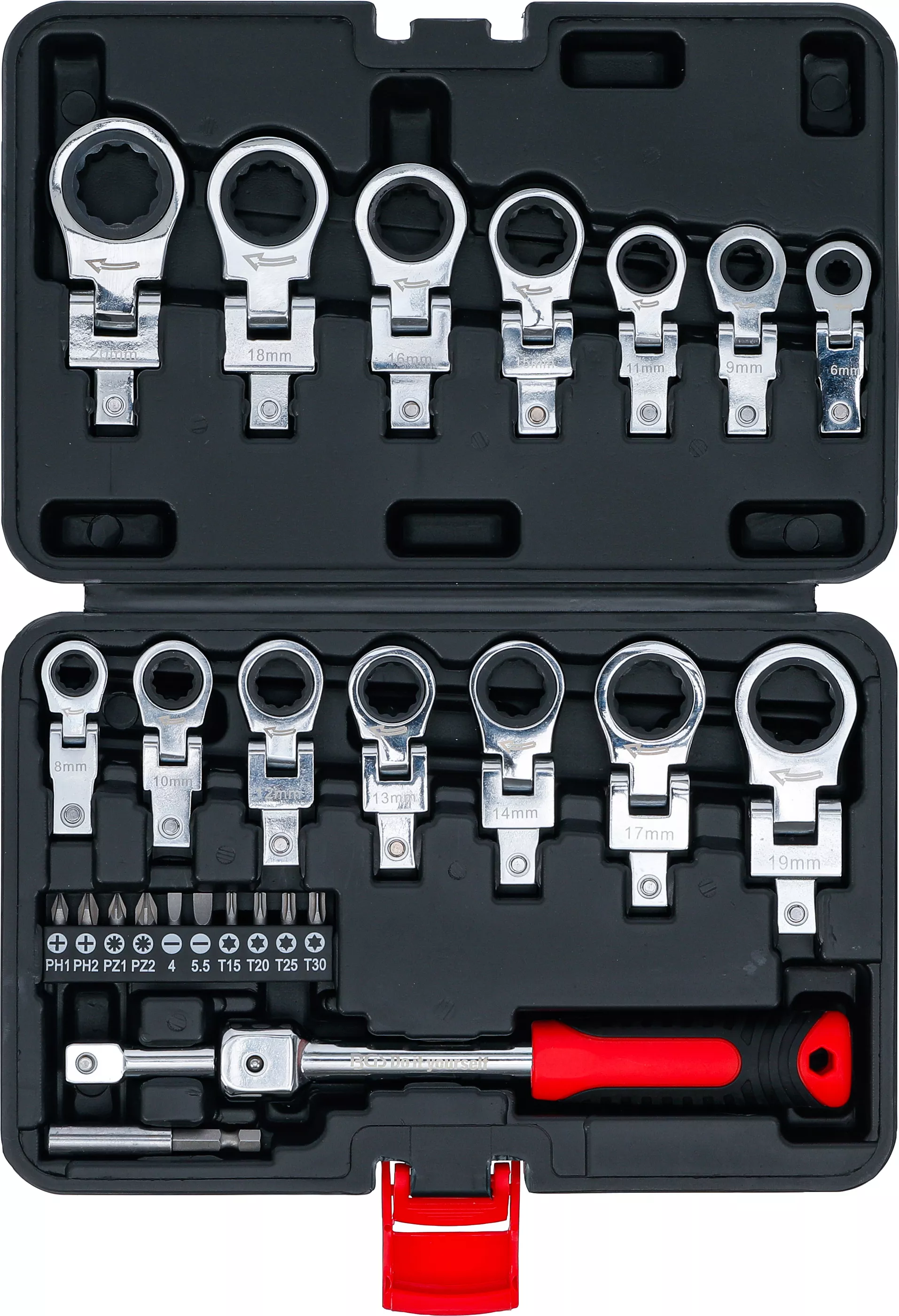 Set capete atasabile chei inelare cu clichet si set biti | 6 - 20 mm | 27 piese [5]