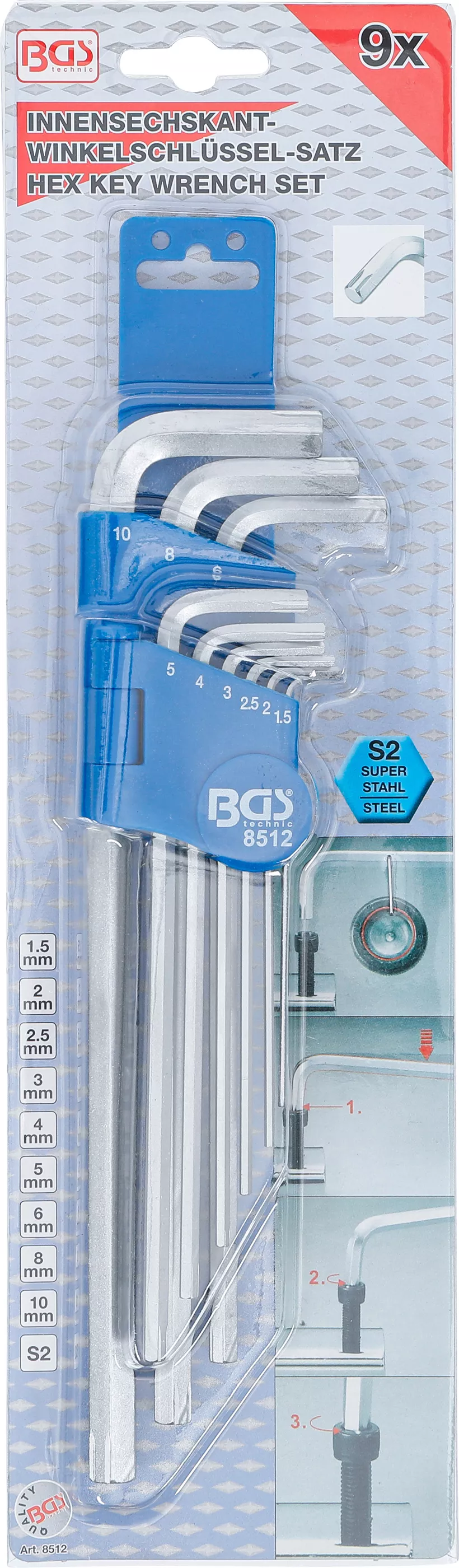 Set chei tip L speciale | hexagon interior 1,5 - 10 mm | 9 piese [4]