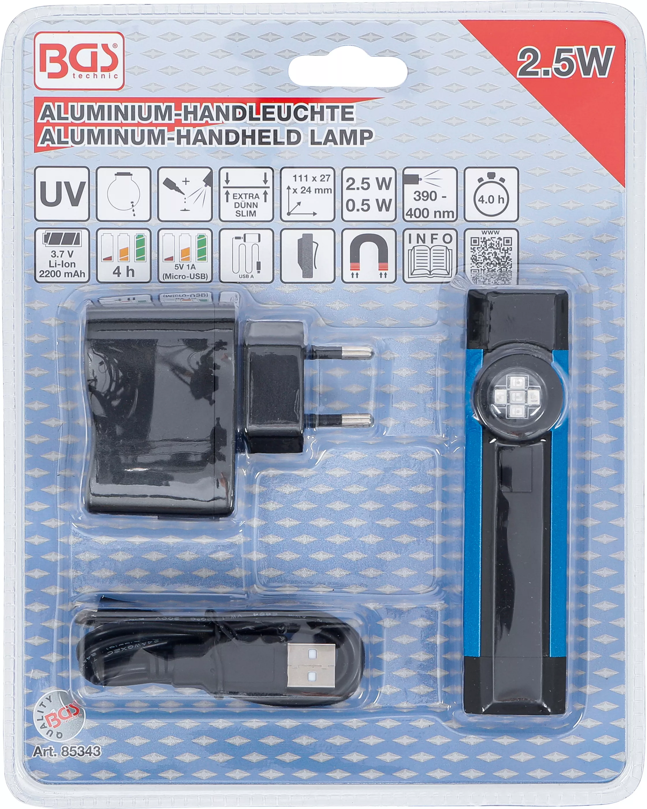 Lampa de mana UV din aluminiu | 2,5 W [10]