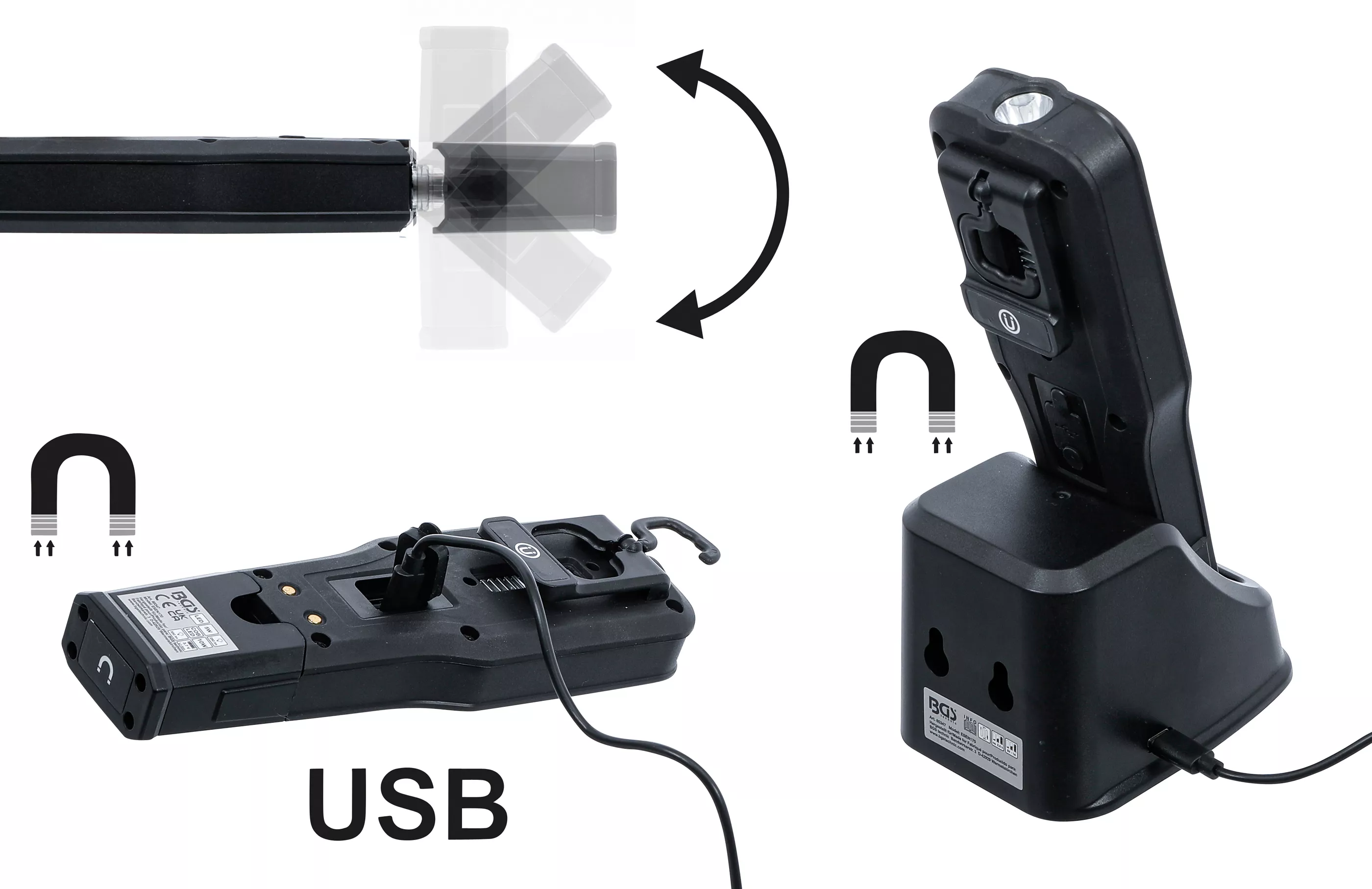 Lampa de lucru COB-LED | rabatabila | cu statie de incarcare [6]