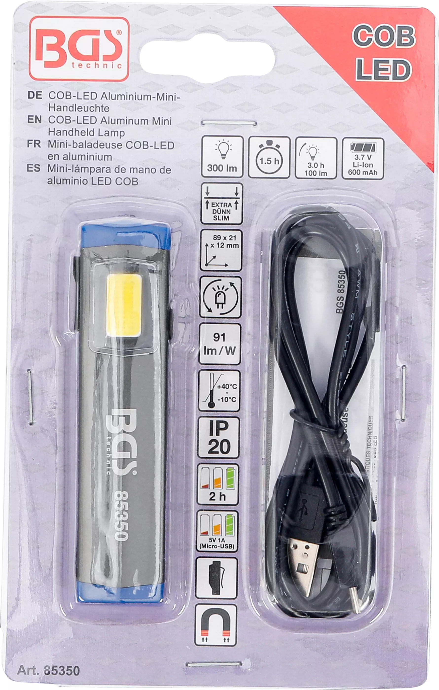 Lampa de mana Mini COB-LED Aluminiu [9]