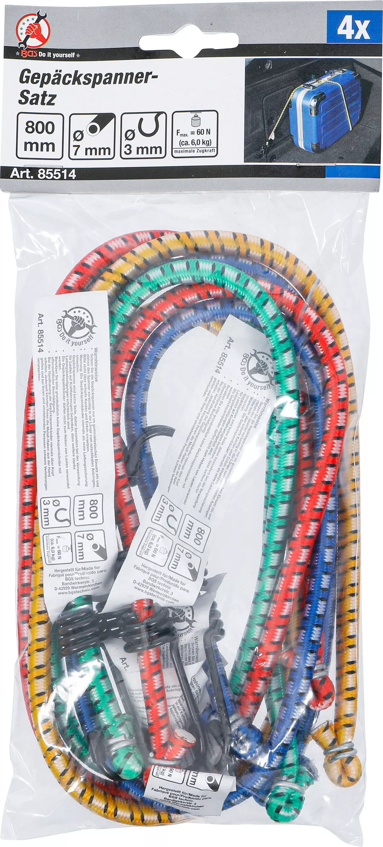 Set elastice pentru bagaje | 800 mm | 4 piese [4]