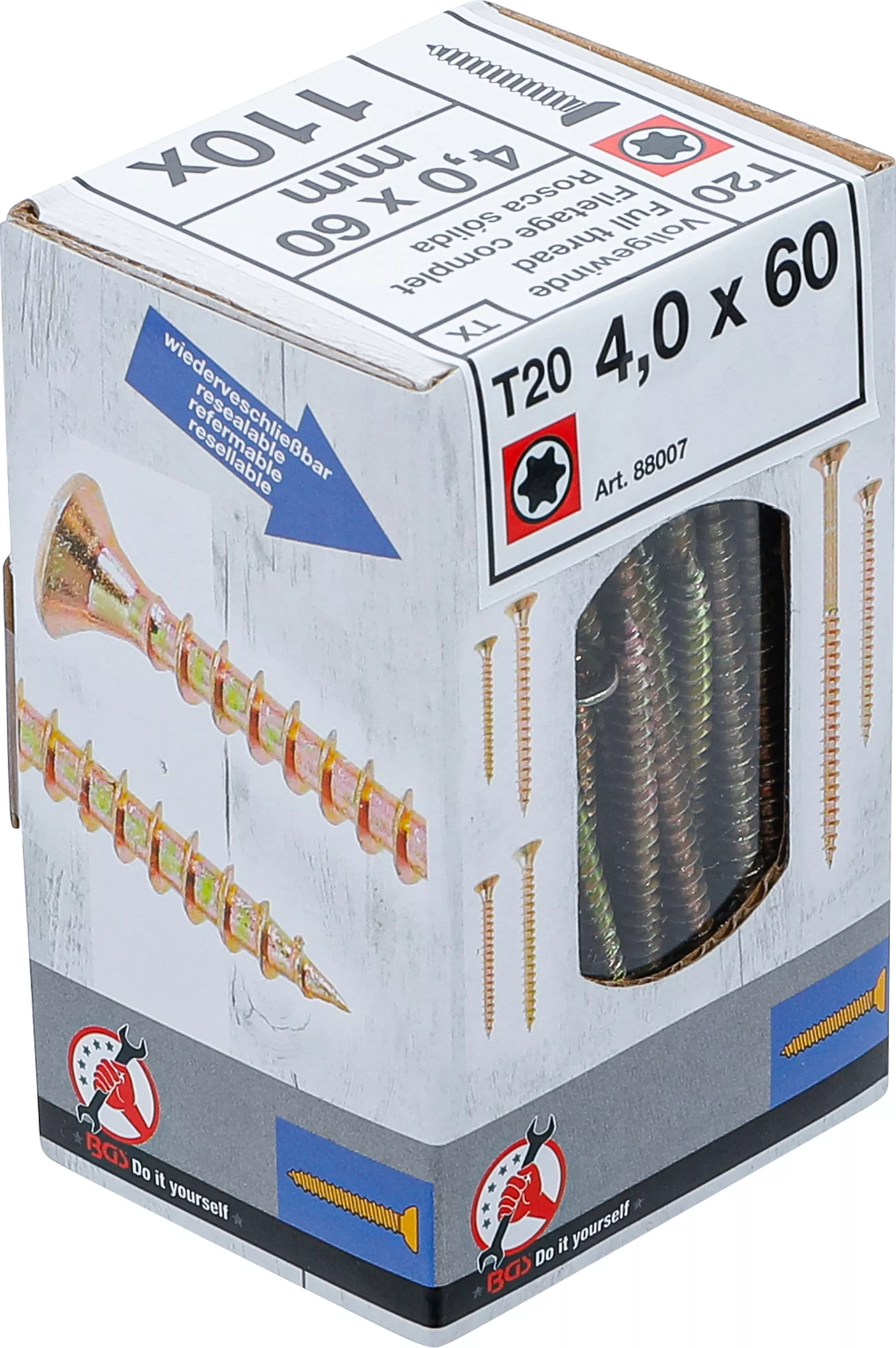 suruburi multifunctionale | Profil T (pentru Torx) T20 | 4,0 x 60 mm | 110 bucati [5]