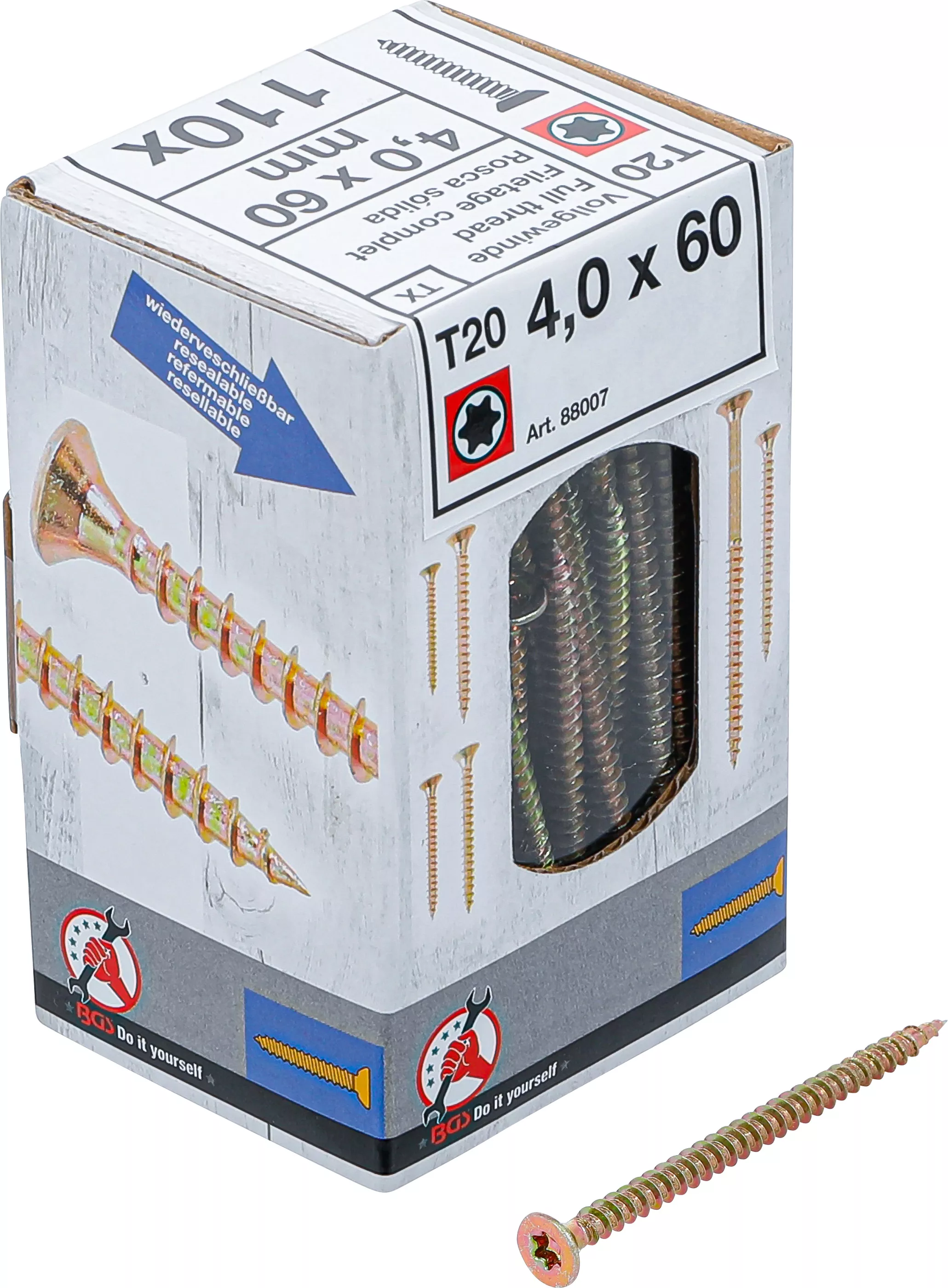 suruburi multifunctionale | Profil T (pentru Torx) T20 | 4,0 x 60 mm | 110 bucati [1]