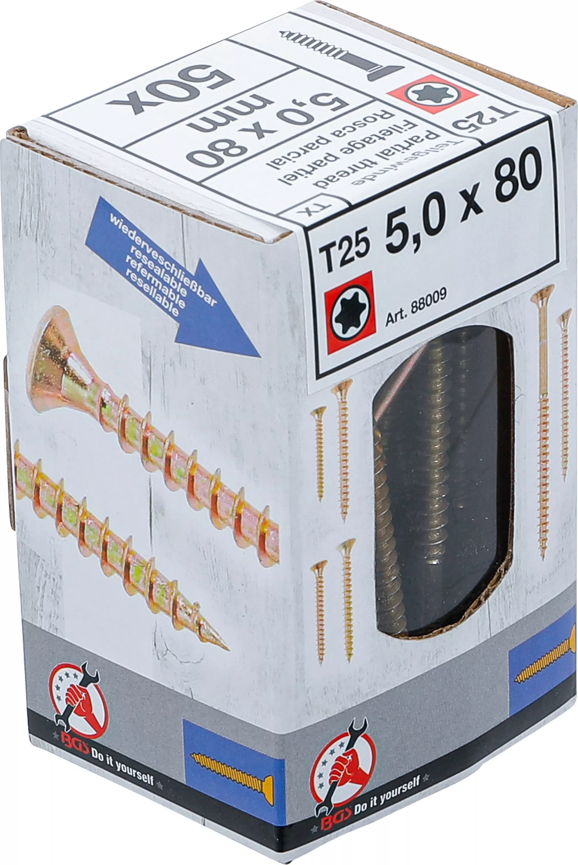 suruburi multifunctionale | Profil T (pentru Torx) T25 | 5,0 x 80 mm | 50 bucati [5]