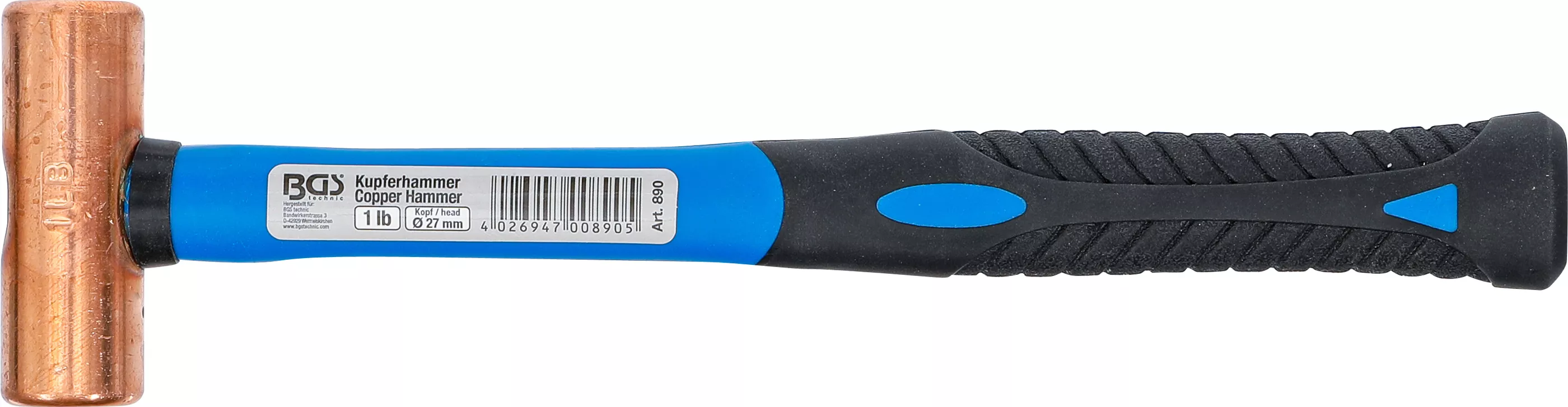 Ciocan de cupru | coada fibra de sticla | o 27 mm | 454 g (1 lb) - Cap [5]