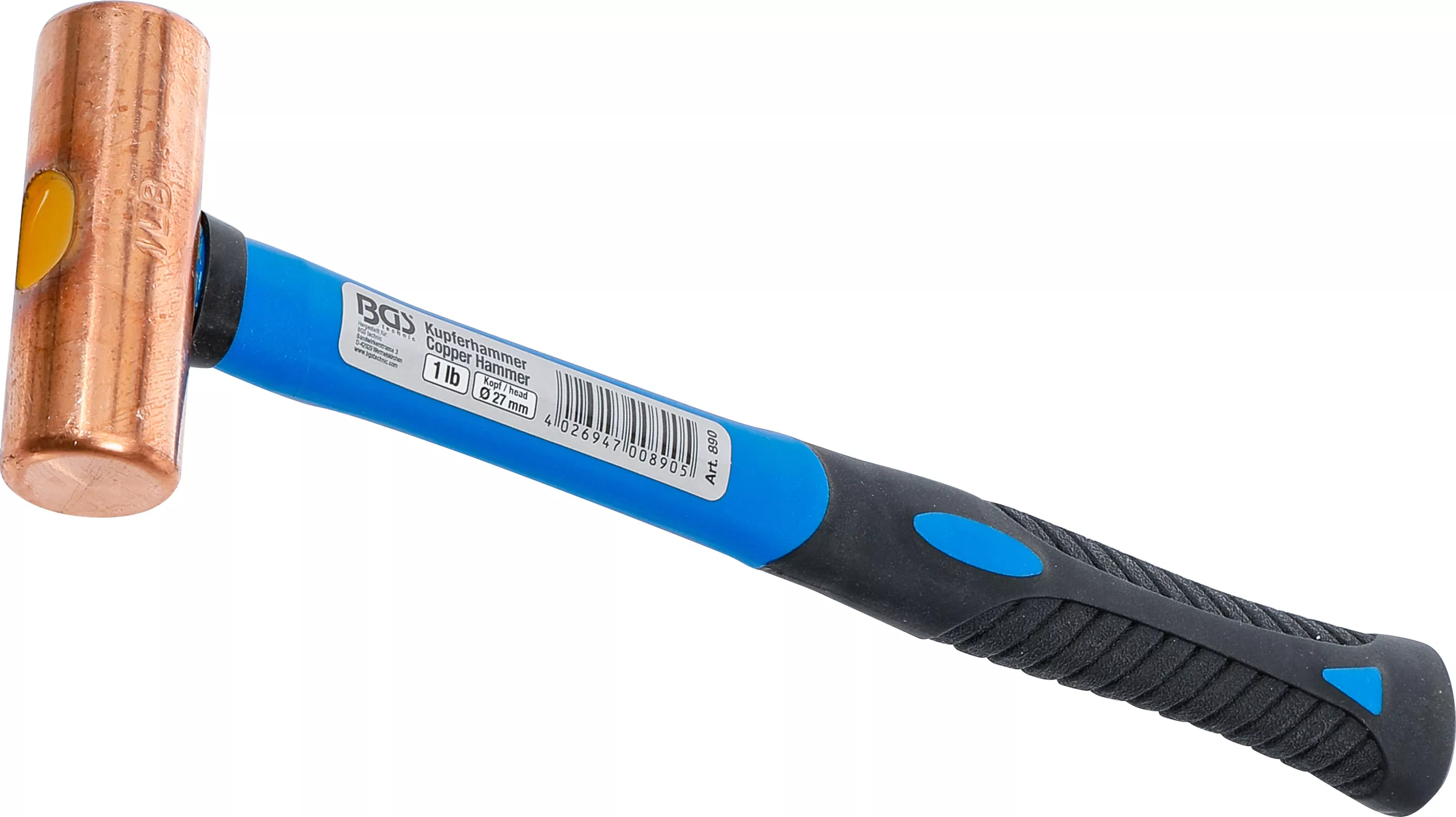 Unelte de mână - Ciocan de cupru | coada fibra de sticla | o 27 mm | 454 g (1 lb) - Cap