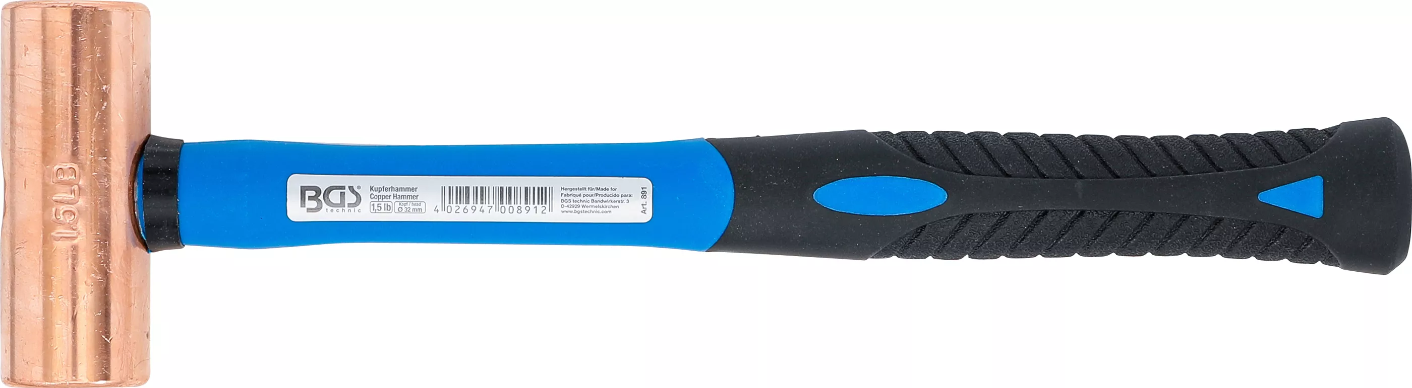 Ciocan de cupru | coada fibra de sticla | o 32 mm | 680 g (1.5 lb) - Cap [5]