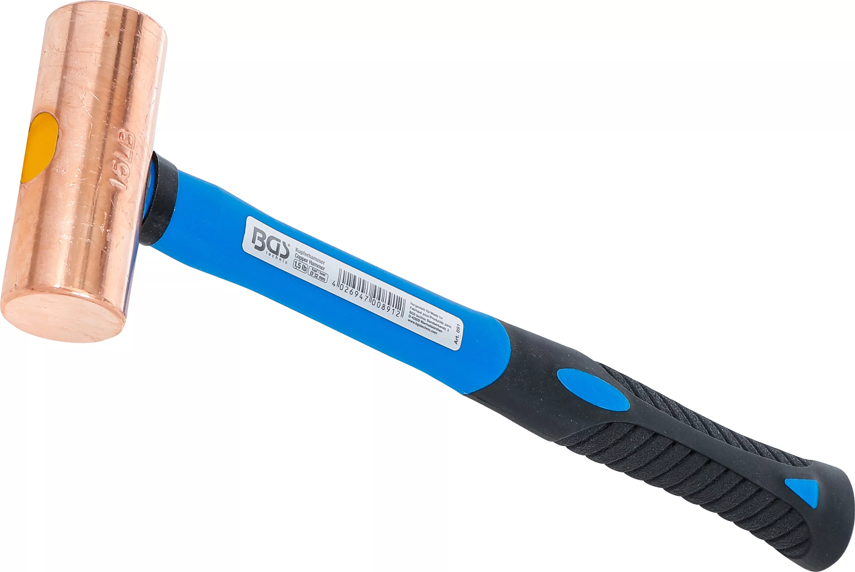 Unelte de mână - Ciocan de cupru | coada fibra de sticla | o 32 mm | 680 g (1.5 lb) - Cap
