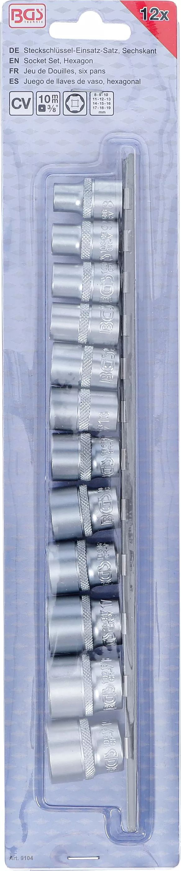 Set chei tubulare, 6 colturi | 10 mm (3/8") | 8 - 19 mm | 12 piese [4]
