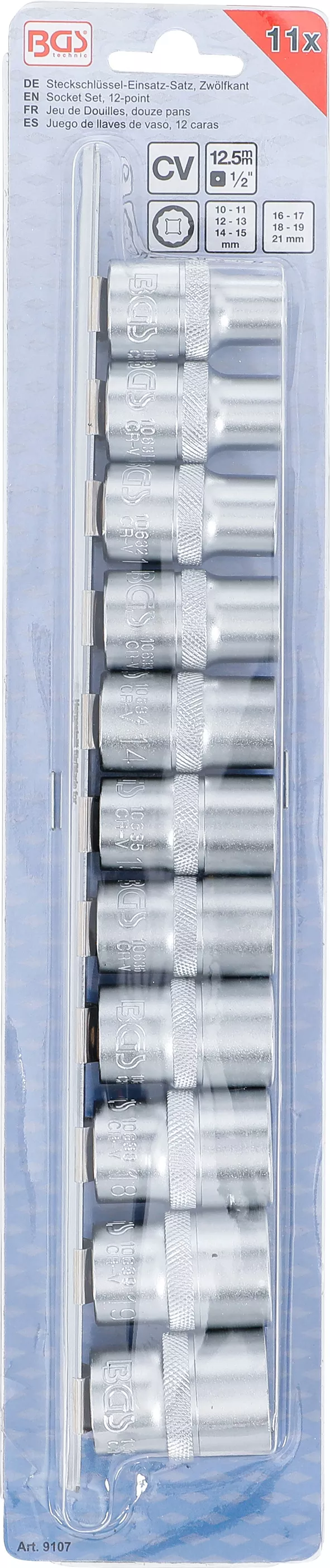 Set chei tubulare, 11 colturi | 12,5 mm (1/2") | 10 - 21 mm | 12 piese [4]