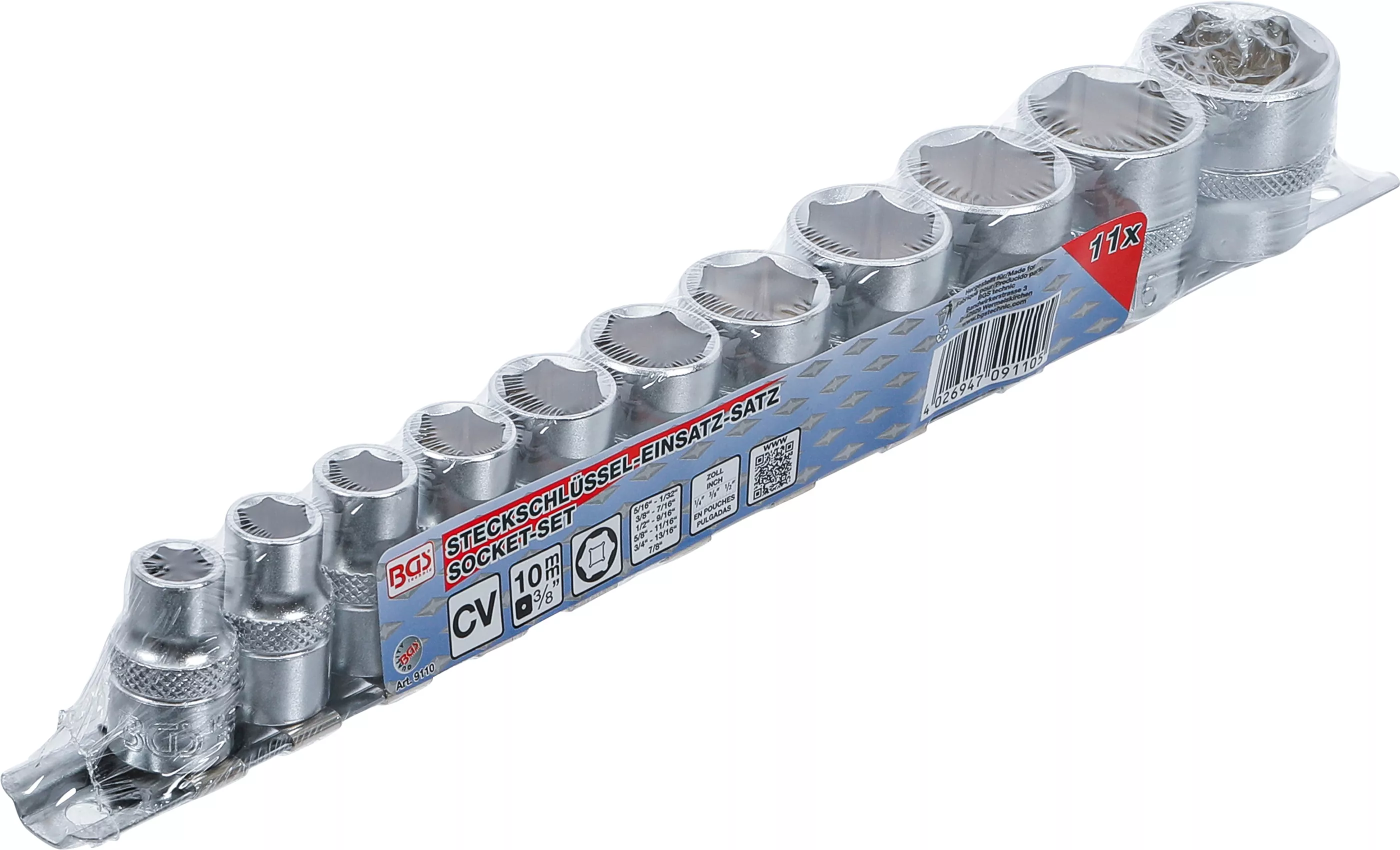 Set chei tubulare, 6 colturi | 10 mm (3/8") | 5/16" - 7/8" | 11 piese [4]
