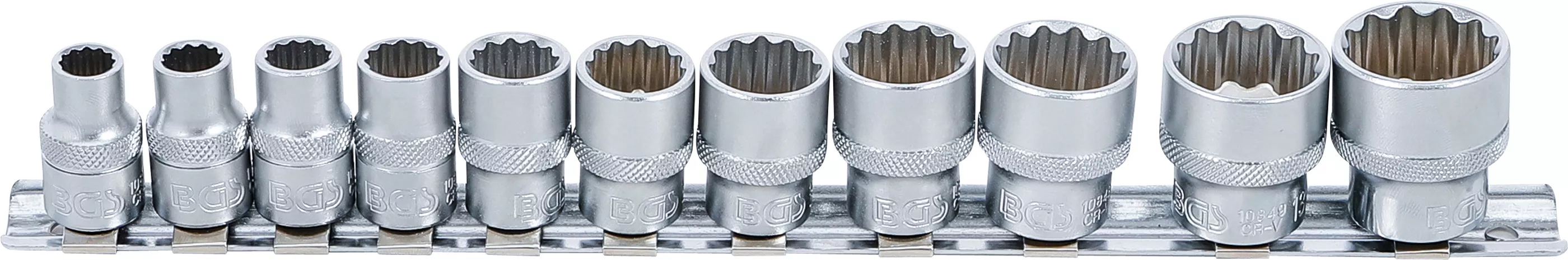 Set chei tubulare, 12 colturi | 10 mm (3/8") | Marimi in toli | 11 piese [1]