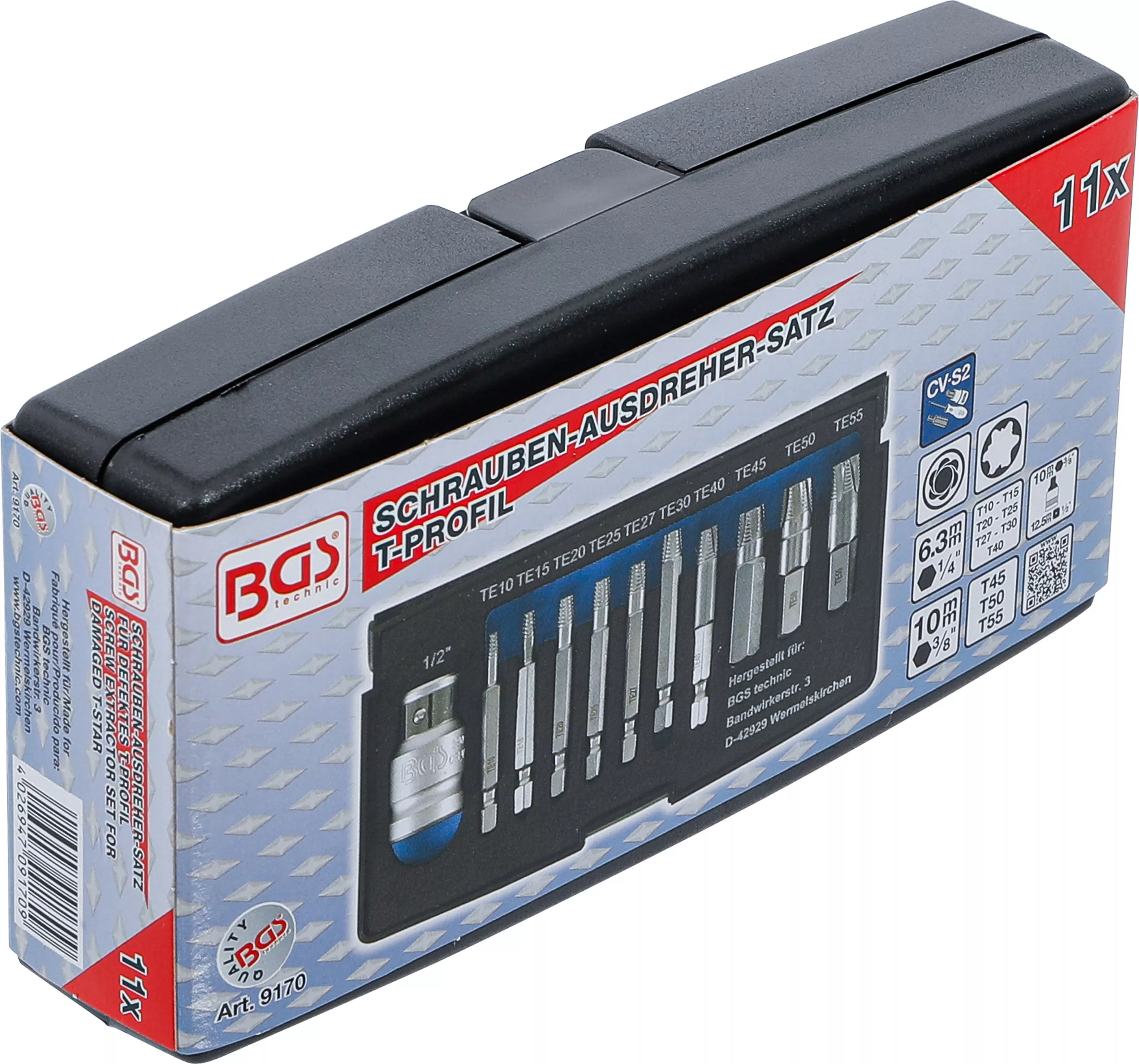Set extractoare suruburi | pentru Profil T defecte (pentru Torx) T10 - T55 | 11 piese [6]