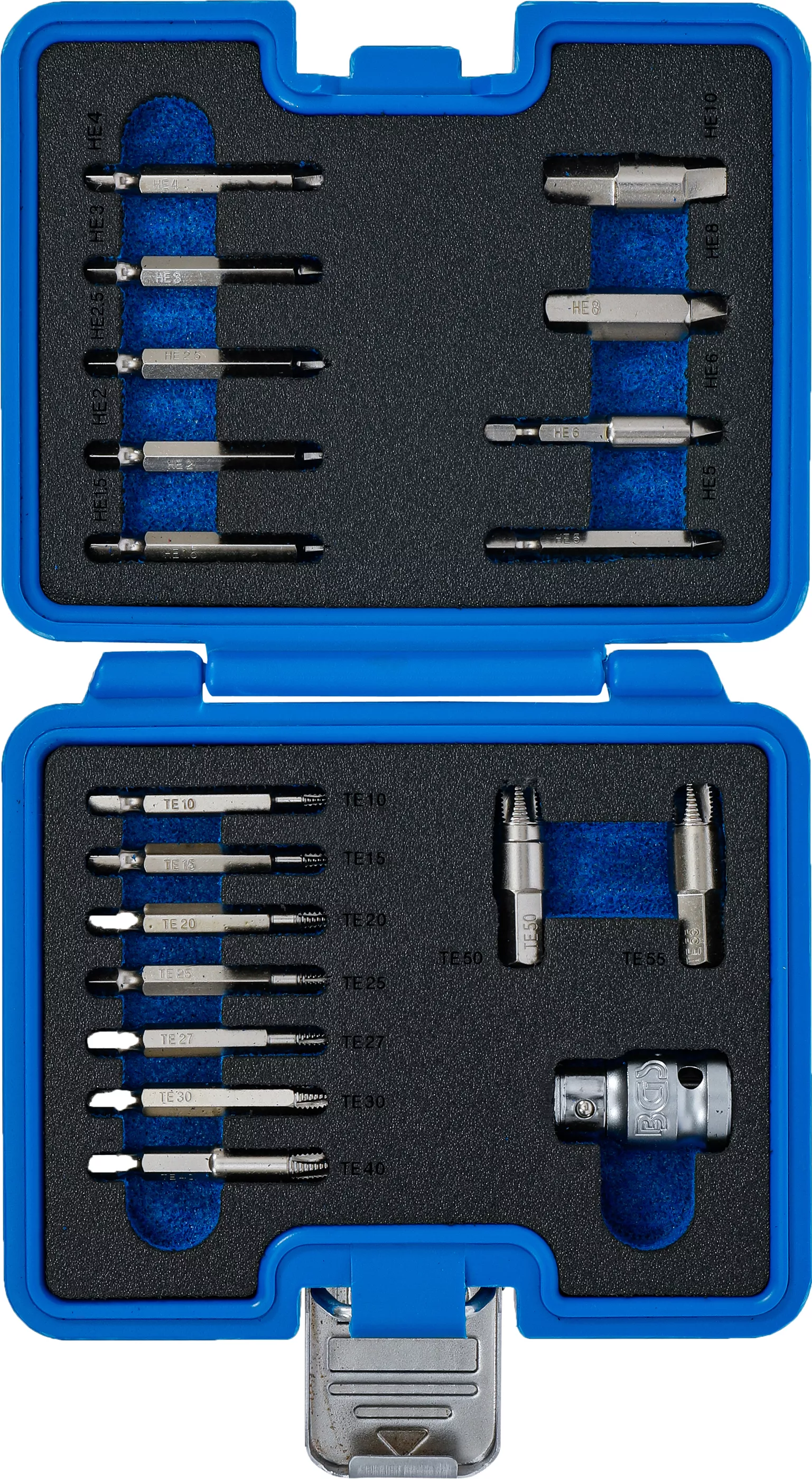 Set extractoare suruburi | pentru hexagon interior 1,5 - 10 mm / Profil T (pentru Torx) | T10 - T55 | 19 piese [4]