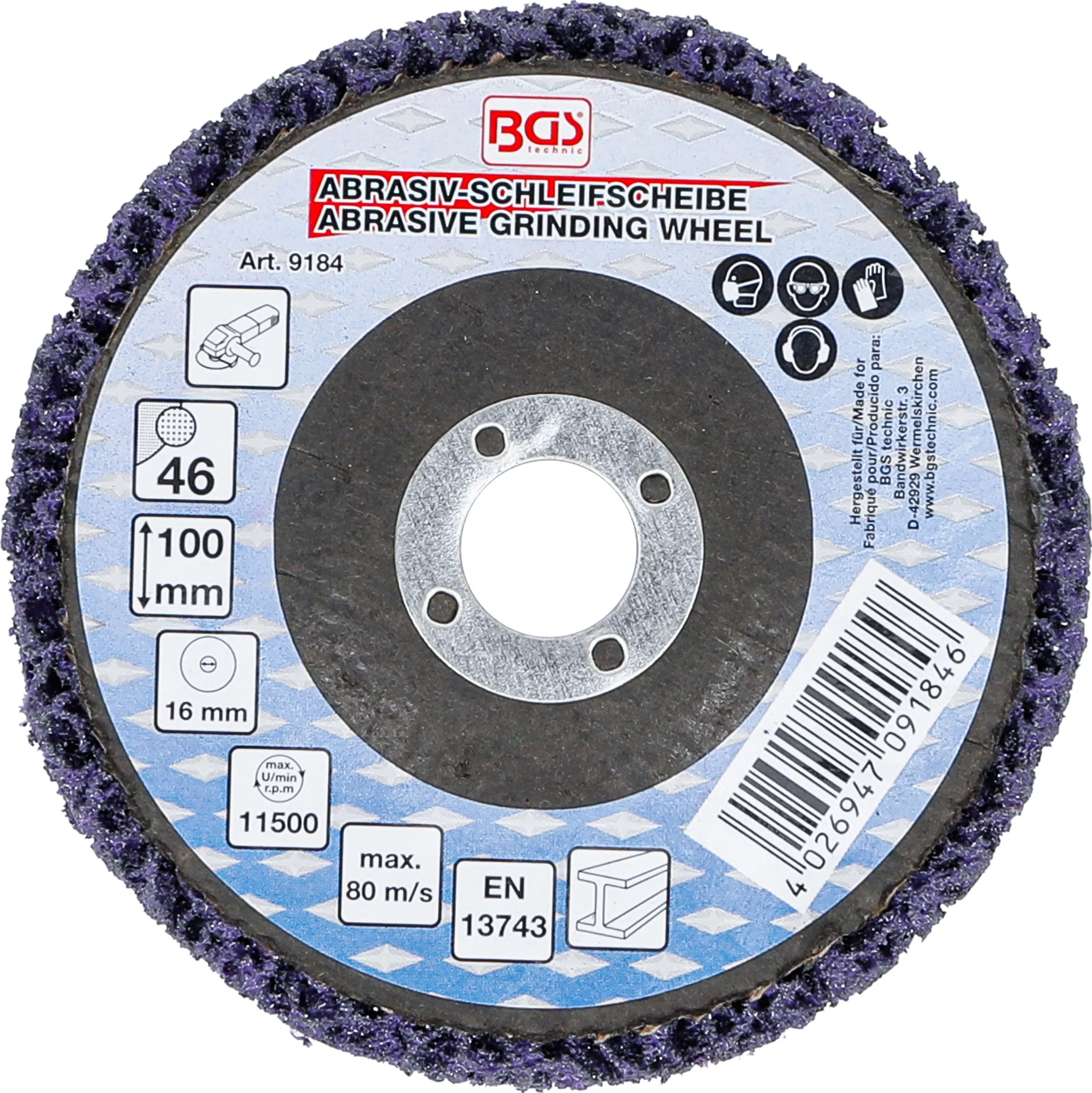 Disc abraziv de slefuire | negru | o 100 mm | Gaura de prindere 16 mm [3]