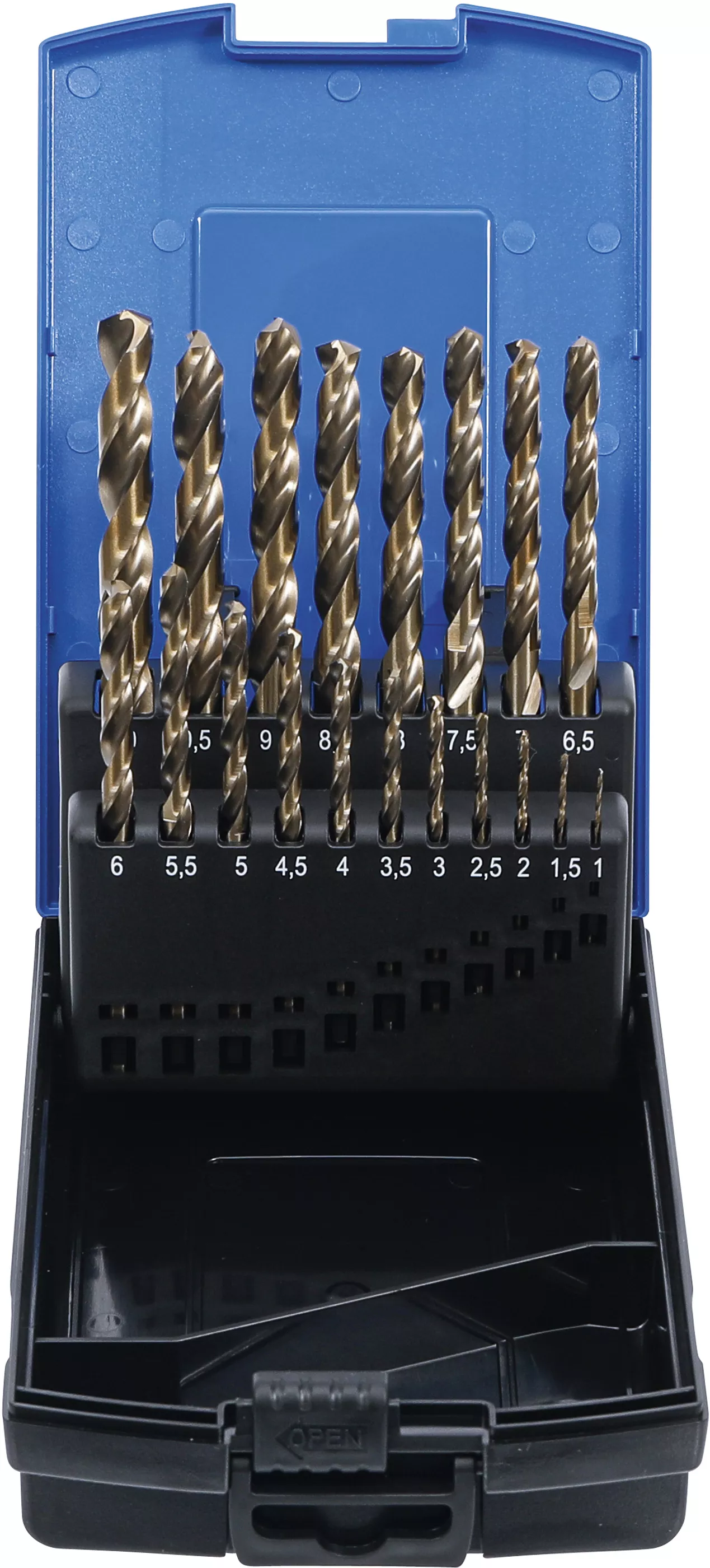 Unelte de mână - Set burghie spiralate | HSS-G M35 otel cu cobalt | 1 - 10 mm | 19 piese
